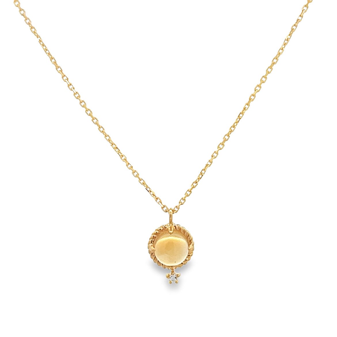 925YG BEZEL GILT CITRINE BIRTSTONE TOPAZ WHITE NECKLACE - C'SANTOS