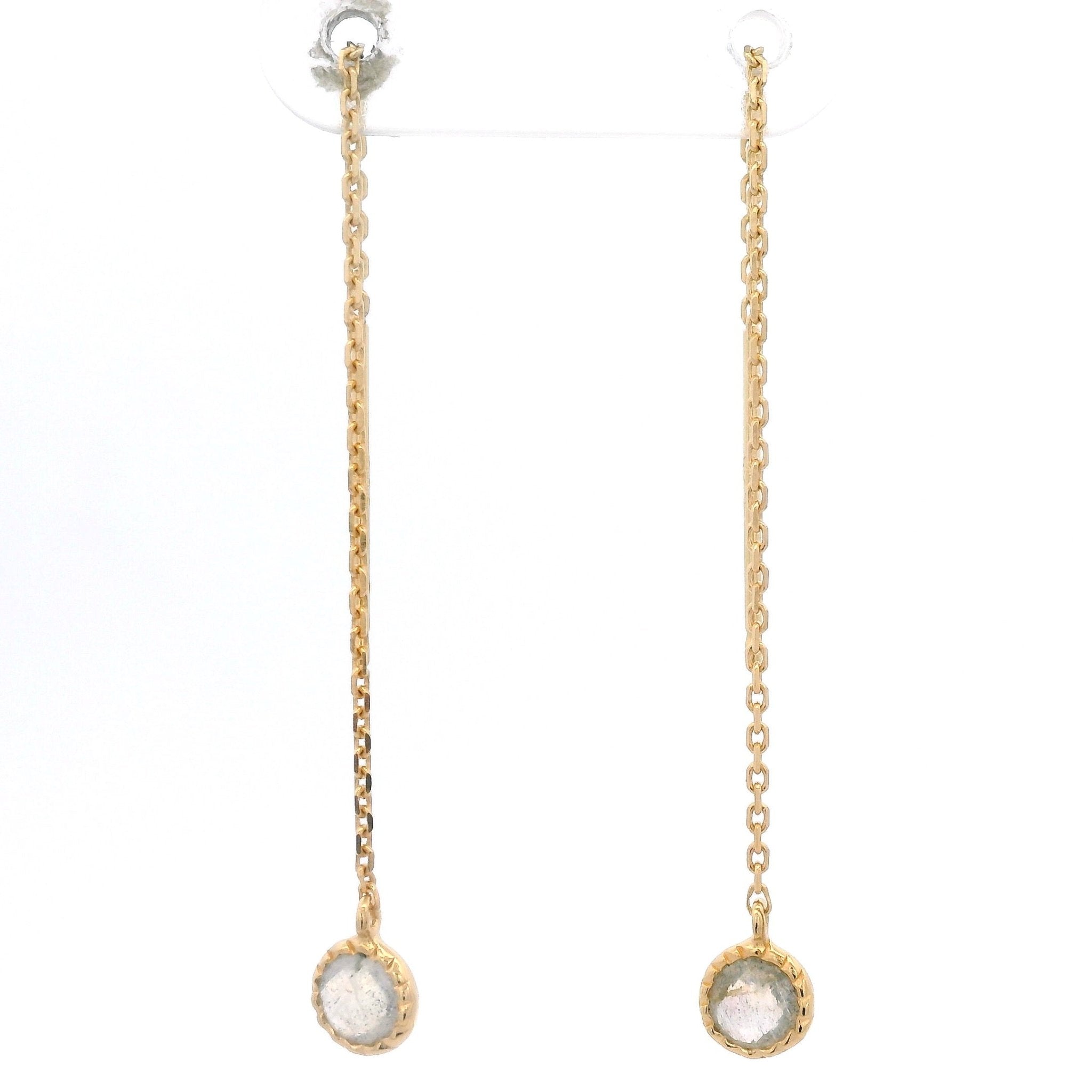 925YG BEZEL LABRADORITE SOLITARY EARRINGS - C'SANTOS