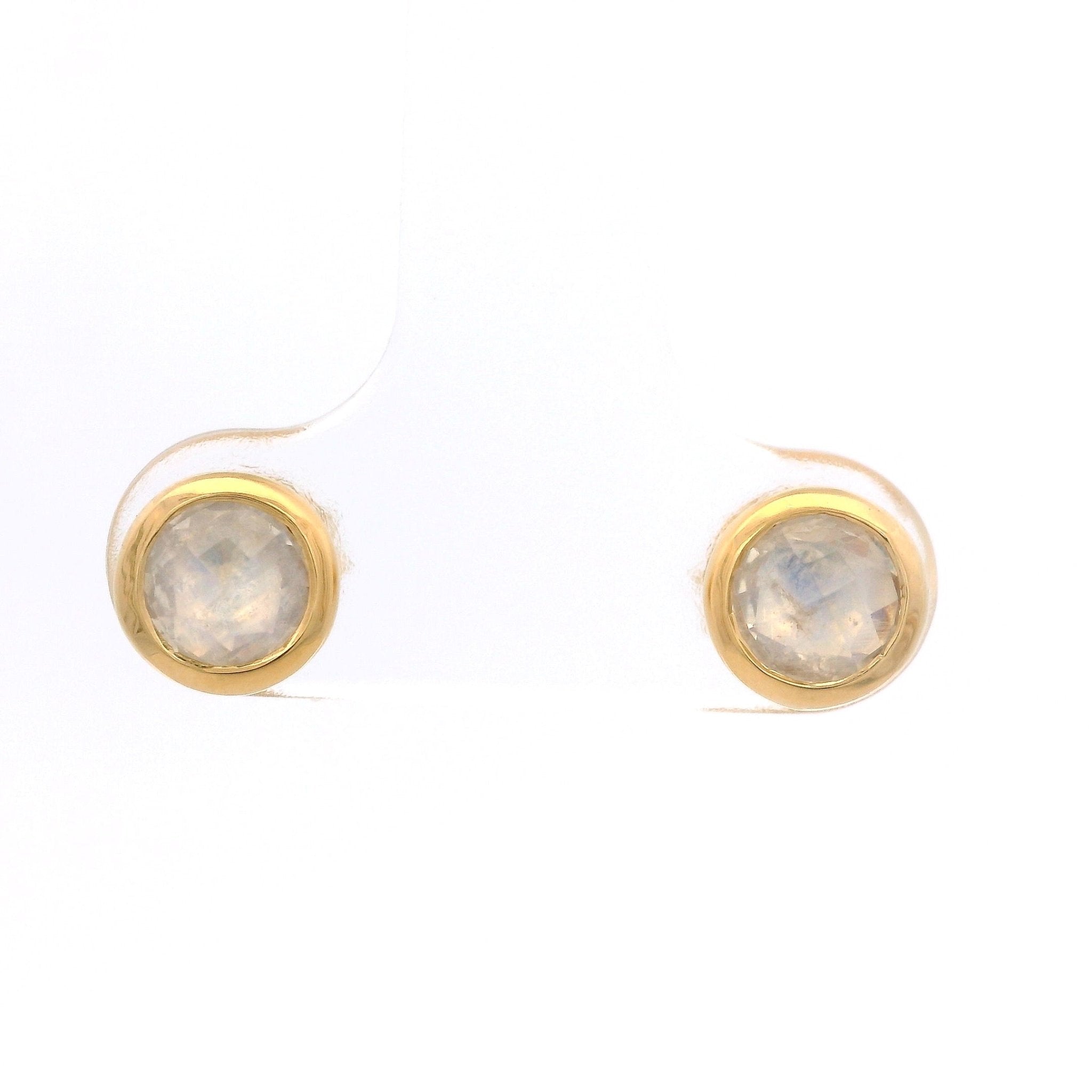 925YG BEZEL MOOSTONE SOLITARY EARRINGS - C'SANTOS