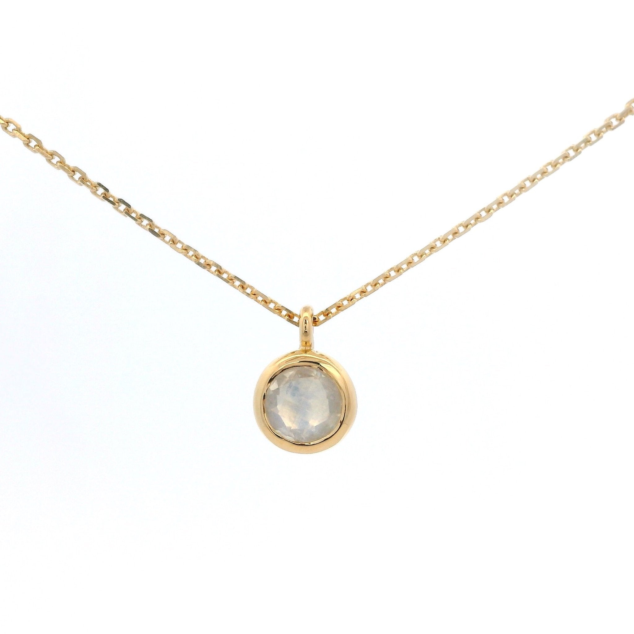 925YG BEZEL MOOSTONE SOLITARY NECKLACE - C'SANTOS