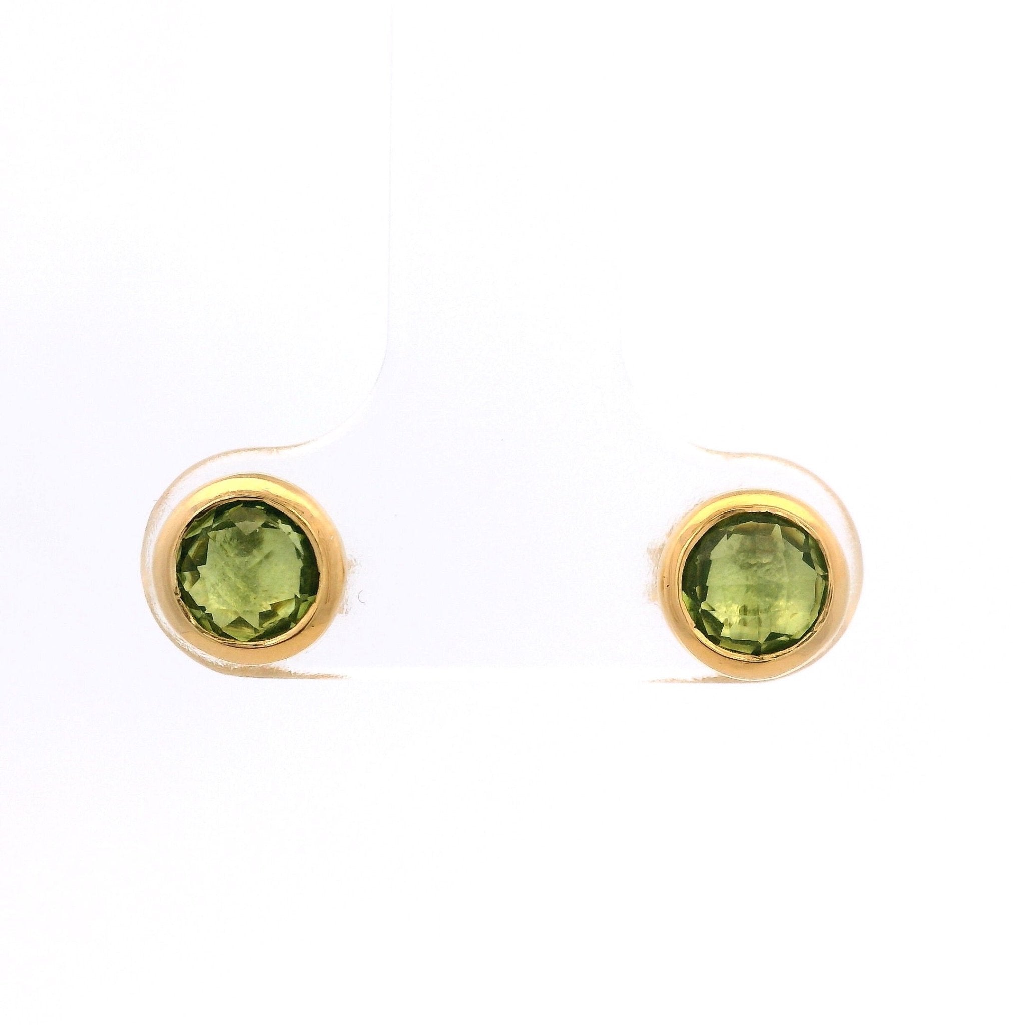 925YG BEZEL PERIDOT SOLITARY EARRINGS - C'SANTOS