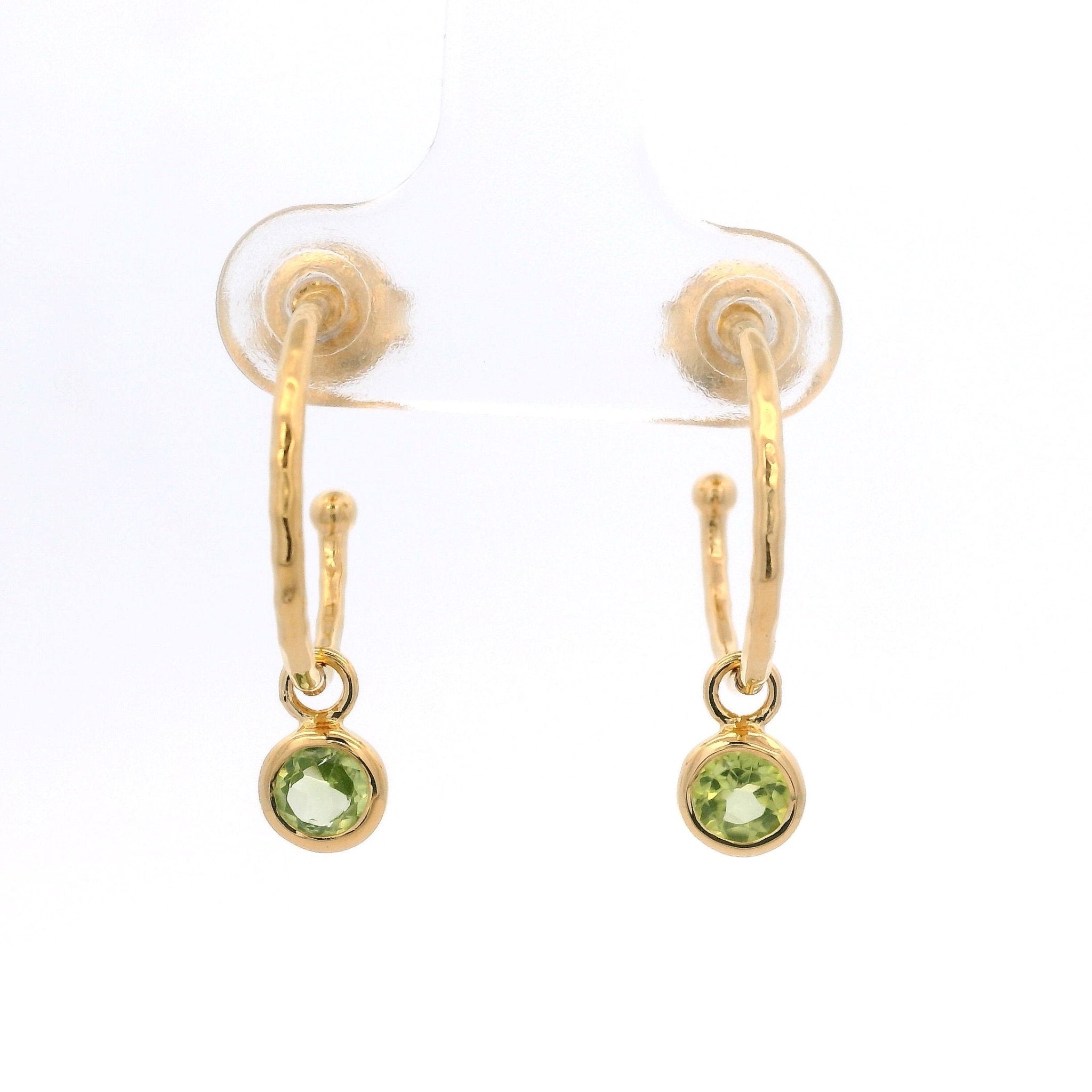 925YG BEZEL PERIDOT SOLITARY HUGGIES - C'SANTOS