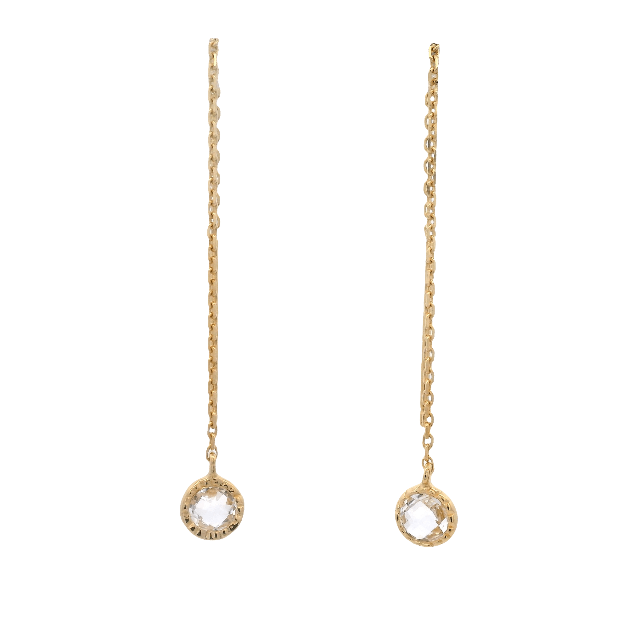 925YG BEZEL ROCK CRYSTAL SOLITARY EARRINGS - C'SANTOS