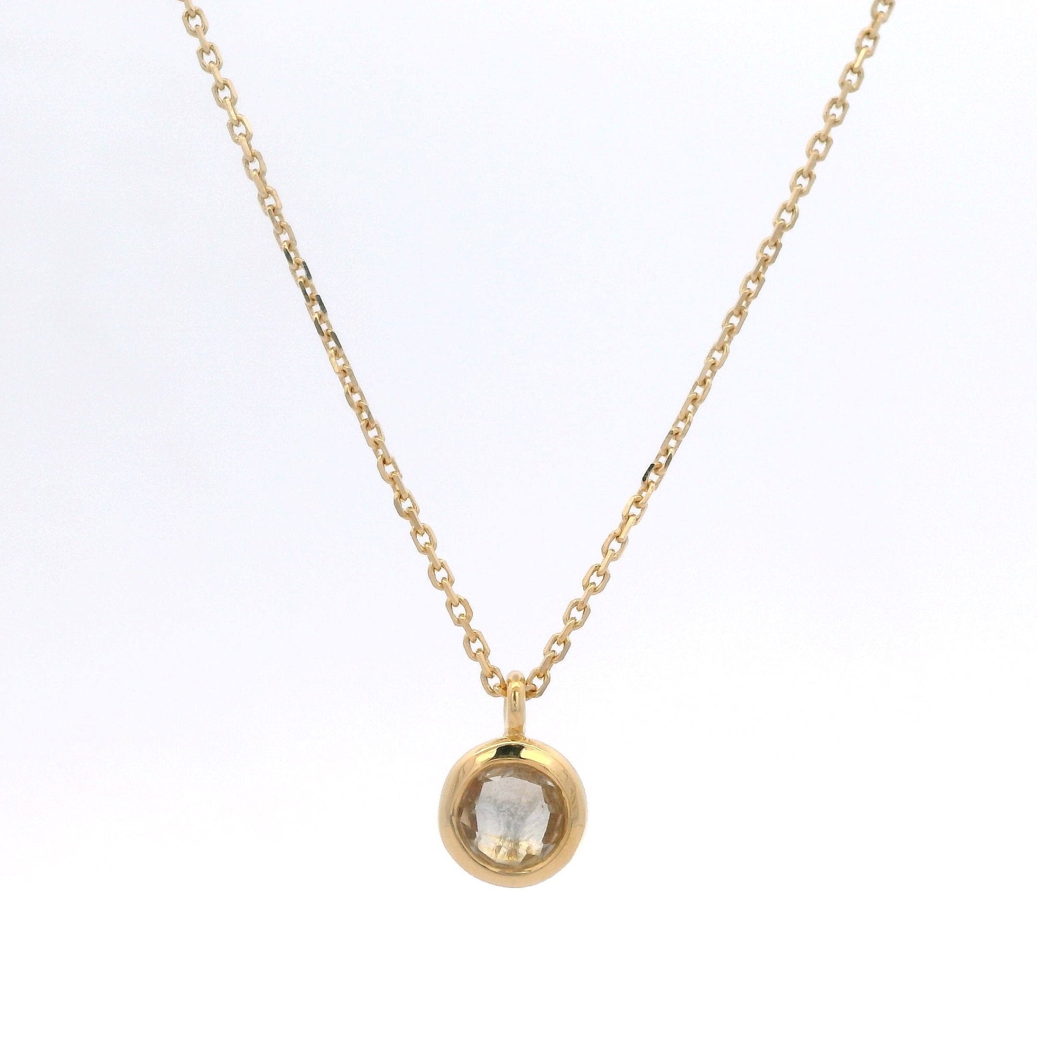 925YG BEZEL ROCK CRYSTAL SOLITARY NECKLACE - C'SANTOS