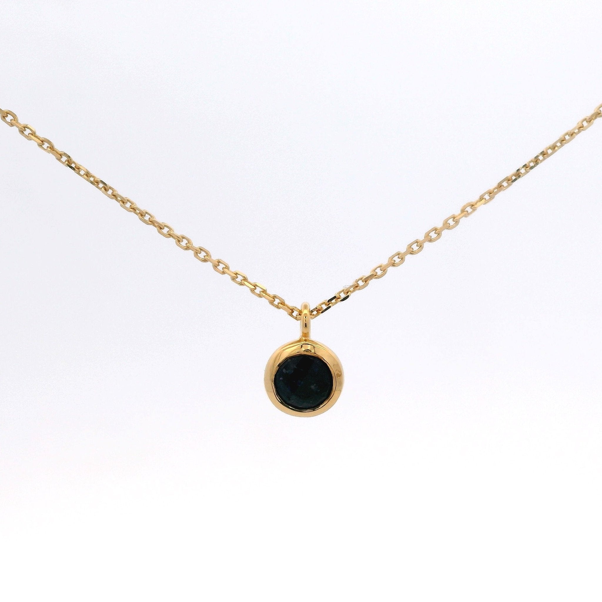 925YG BEZEL SAPPHIRE GLASS FILLED NECKLACE - C'SANTOS