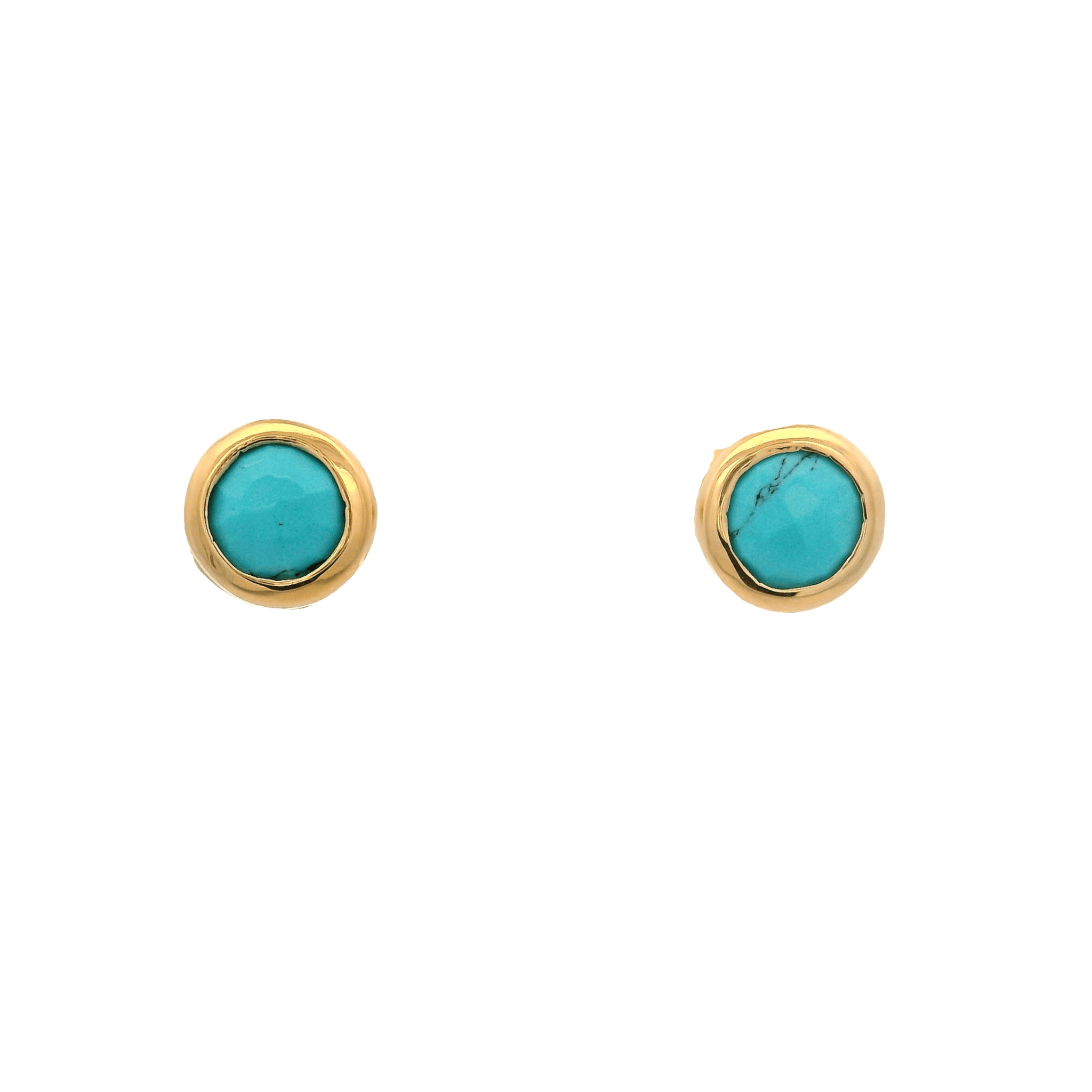 925YG BEZEL TURQUOISE SYN SOLITARY EARRINGS - C'SANTOS