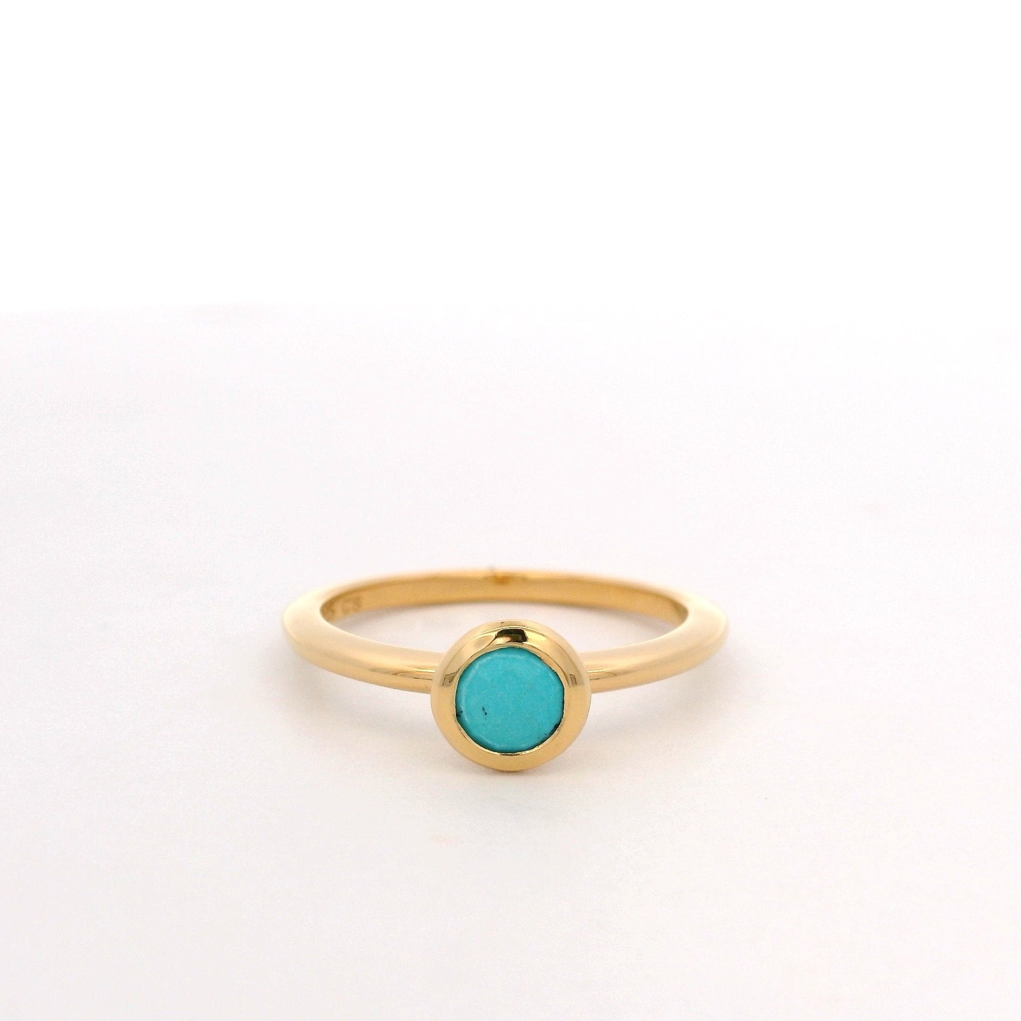 925YG BEZEL TURQUOISE SYN SOLITARY RING T6.5 - C'SANTOS