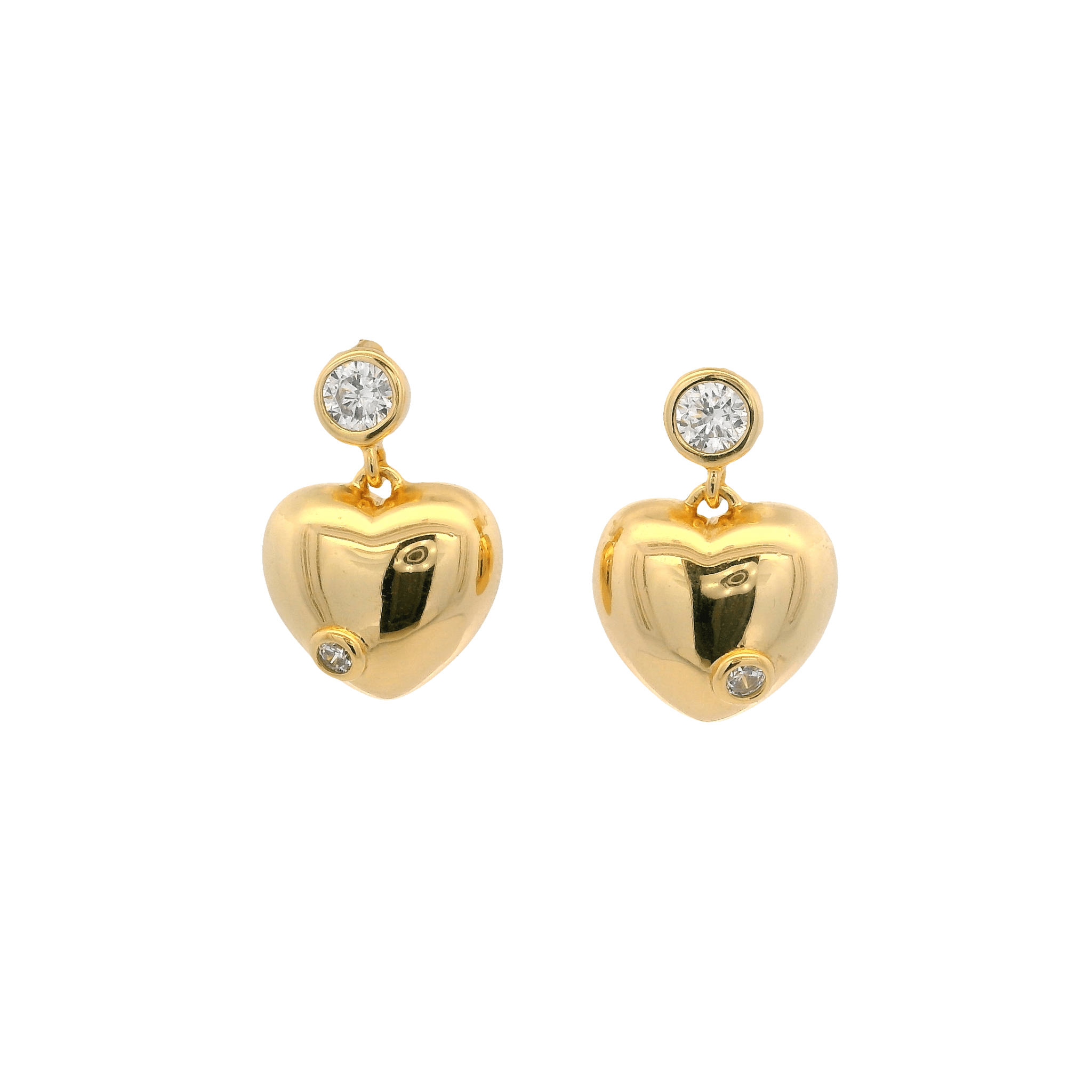 925YG BEZEL WITH HEART SMOOTH EARRINGS - C'SANTOS