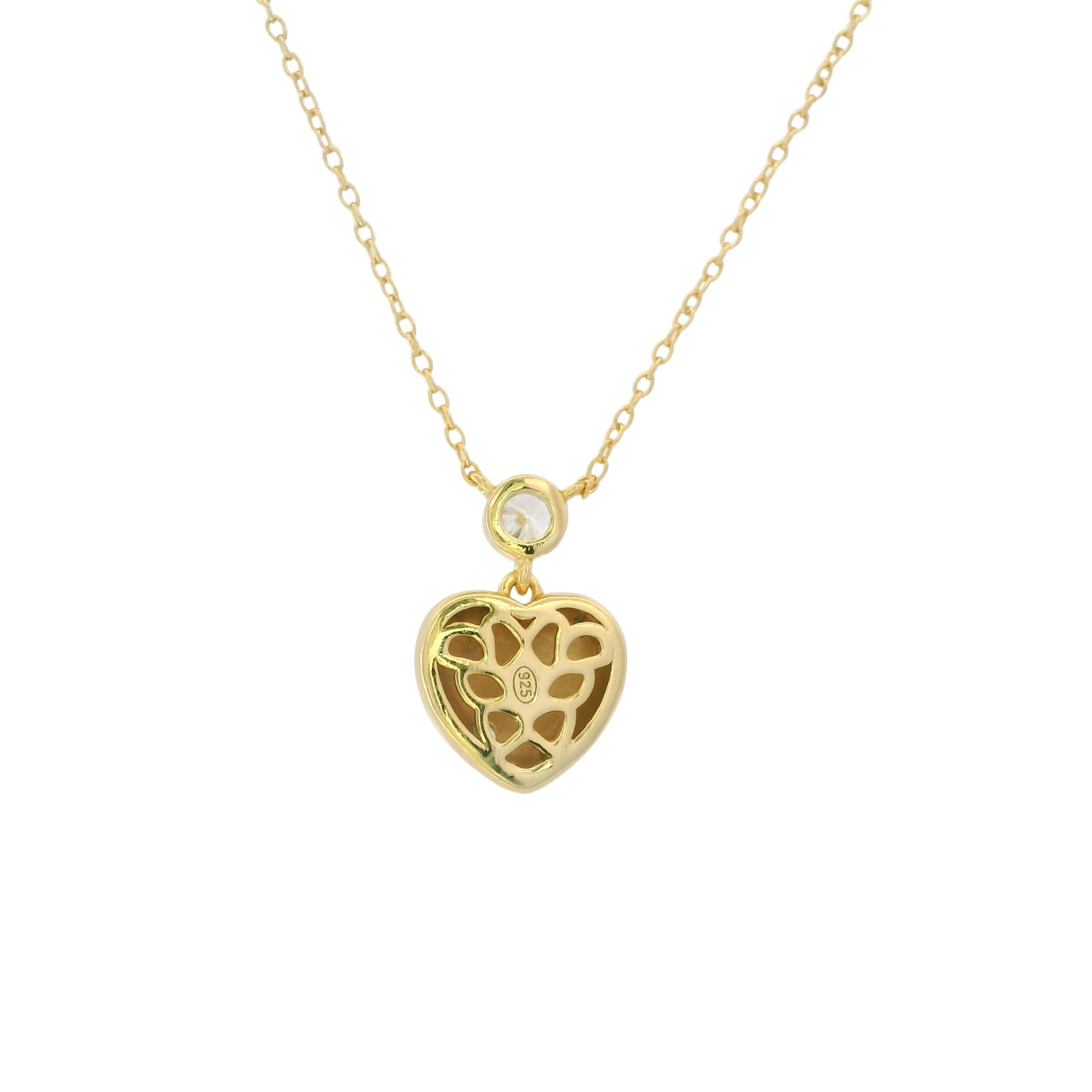 925YG BEZEL WITH HEART SMOOTH NECKLACE - C'SANTOS