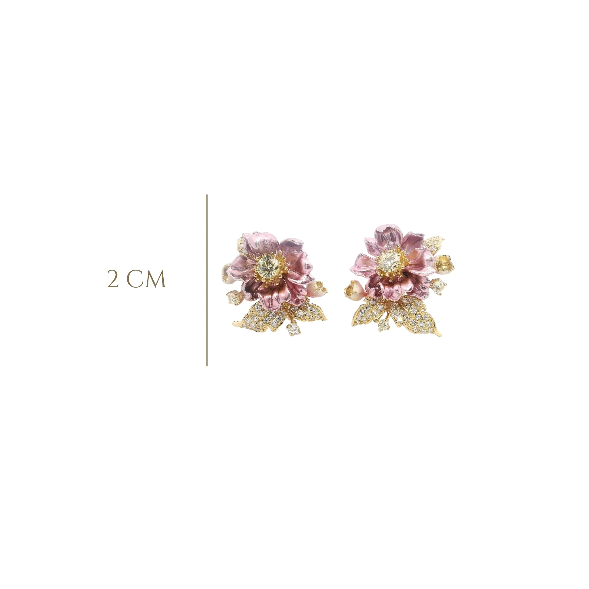 925YG BIG FLOWER PINK AN CZ EARRINGS - C'SANTOS
