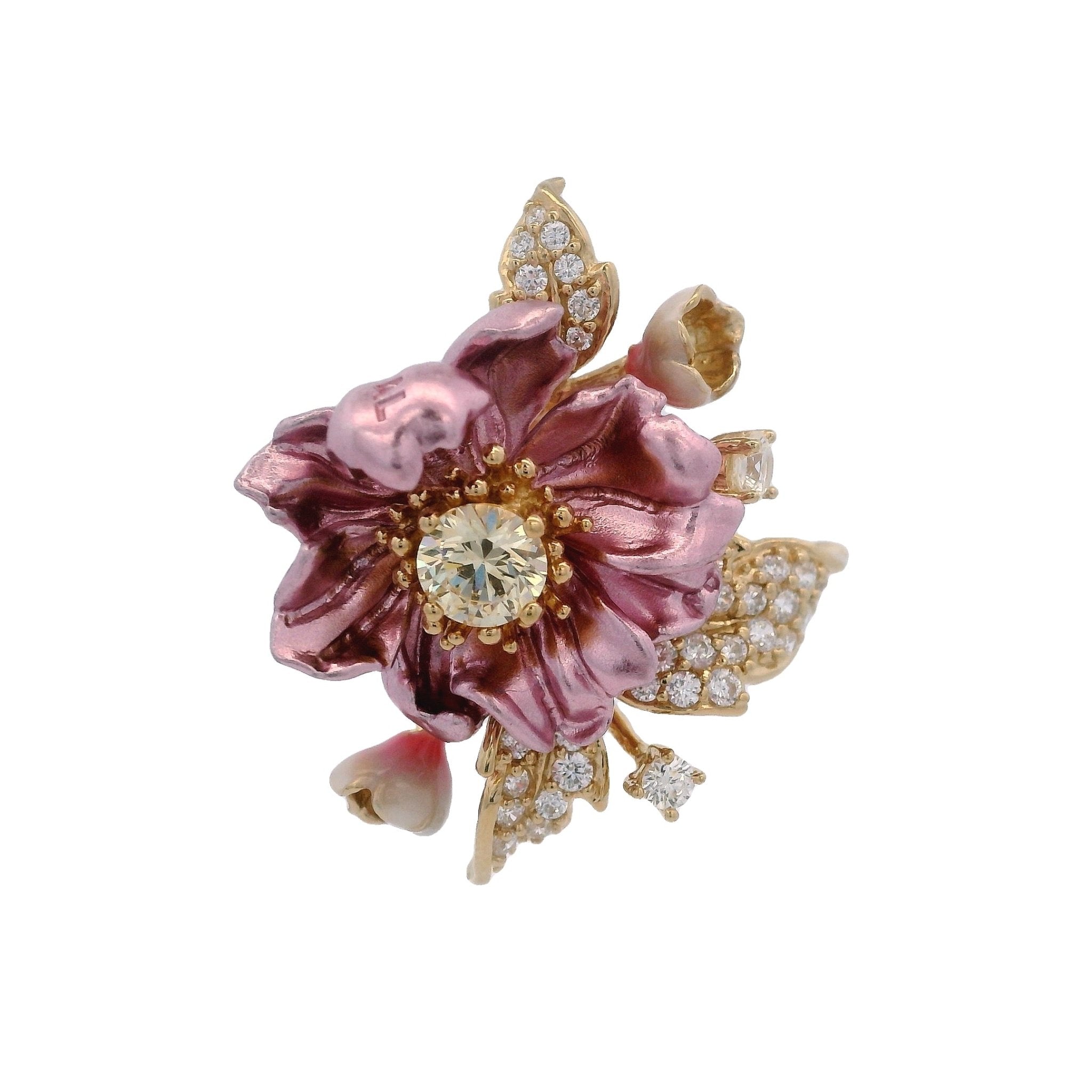 925YG BIG FLOWER PINK AN CZ PENDANT - C'SANTOS