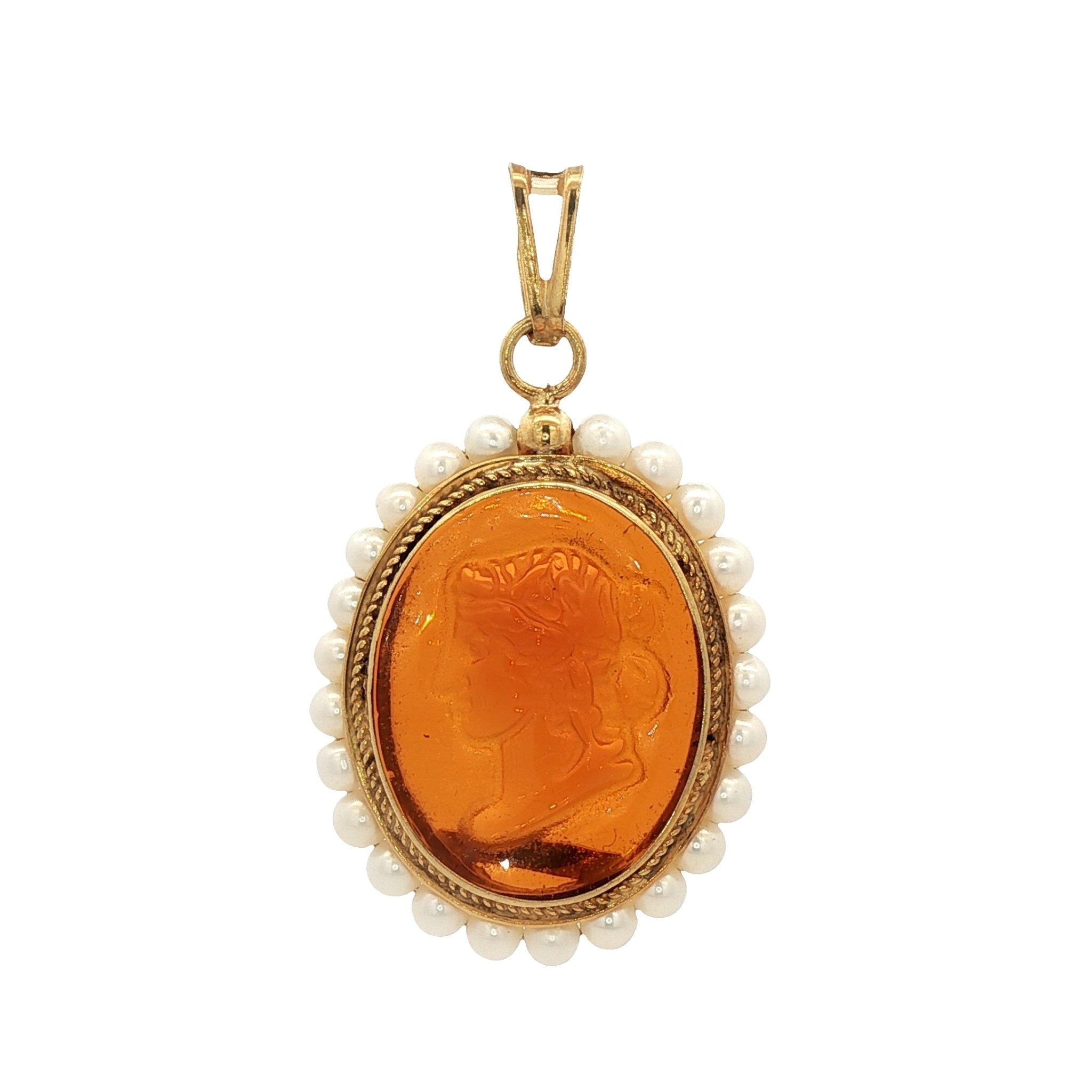 925YG CERES AMBAR AROUND PEARL PENDANT - C'SANTOS