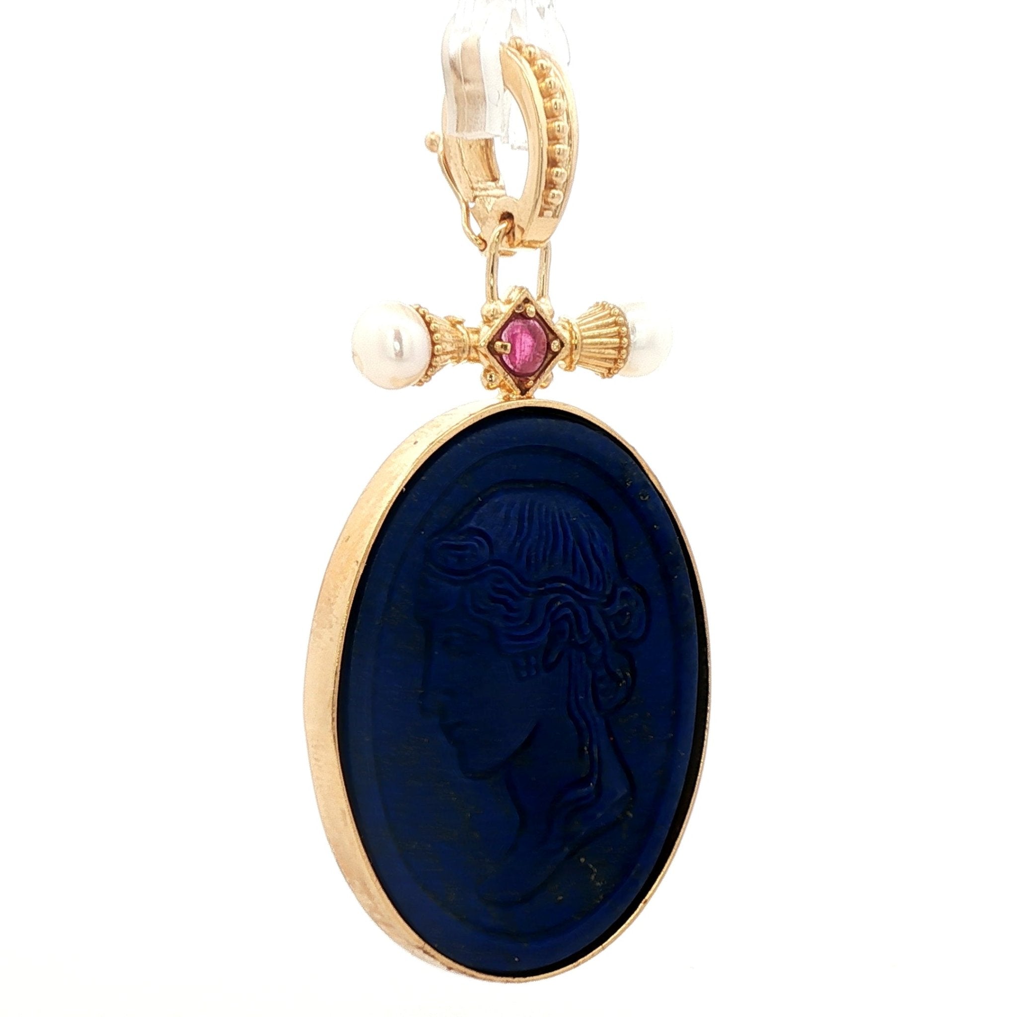 925YG CERES LAPIS LAZULI AND PEARL RUBY PENDANT - C'SANTOS
