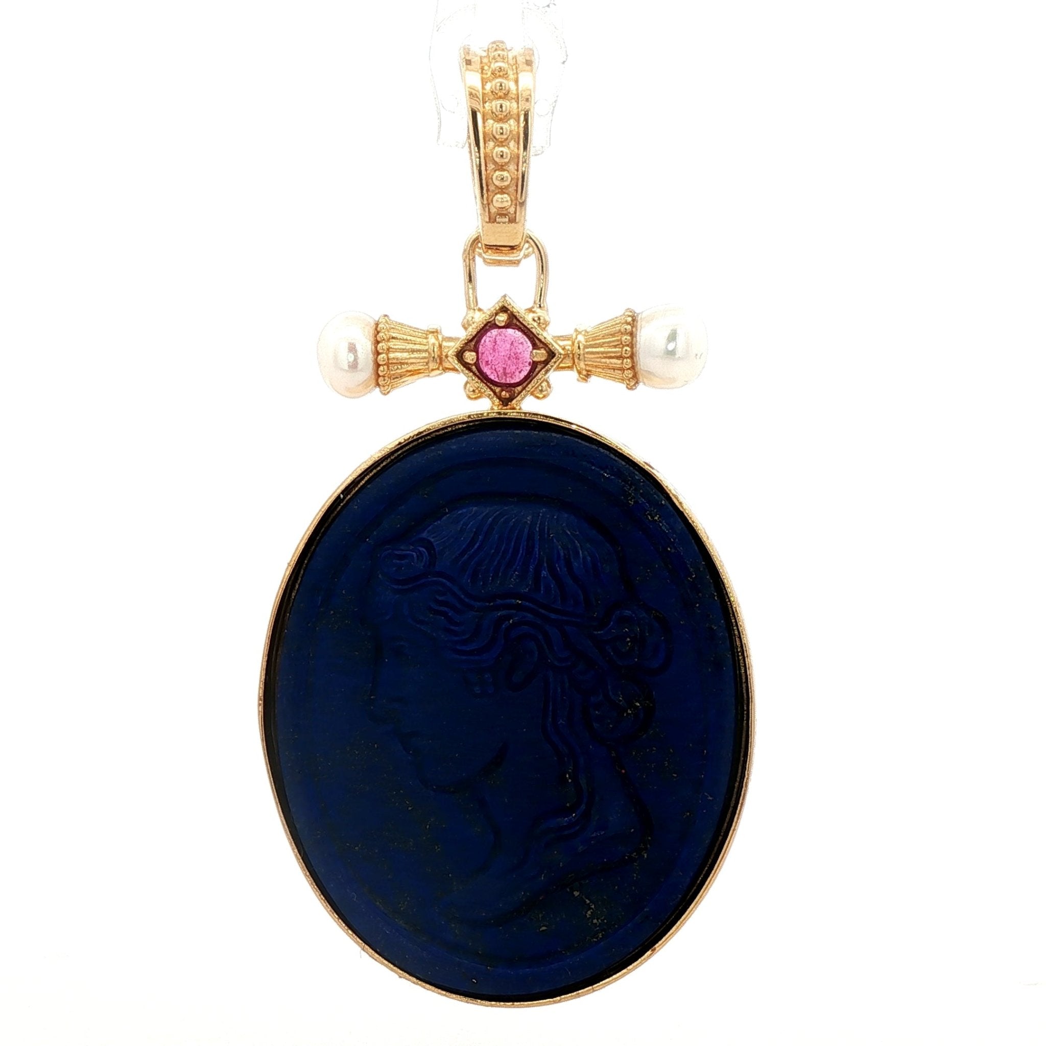925YG CERES LAPIS LAZULI AND PEARL RUBY PENDANT - C'SANTOS