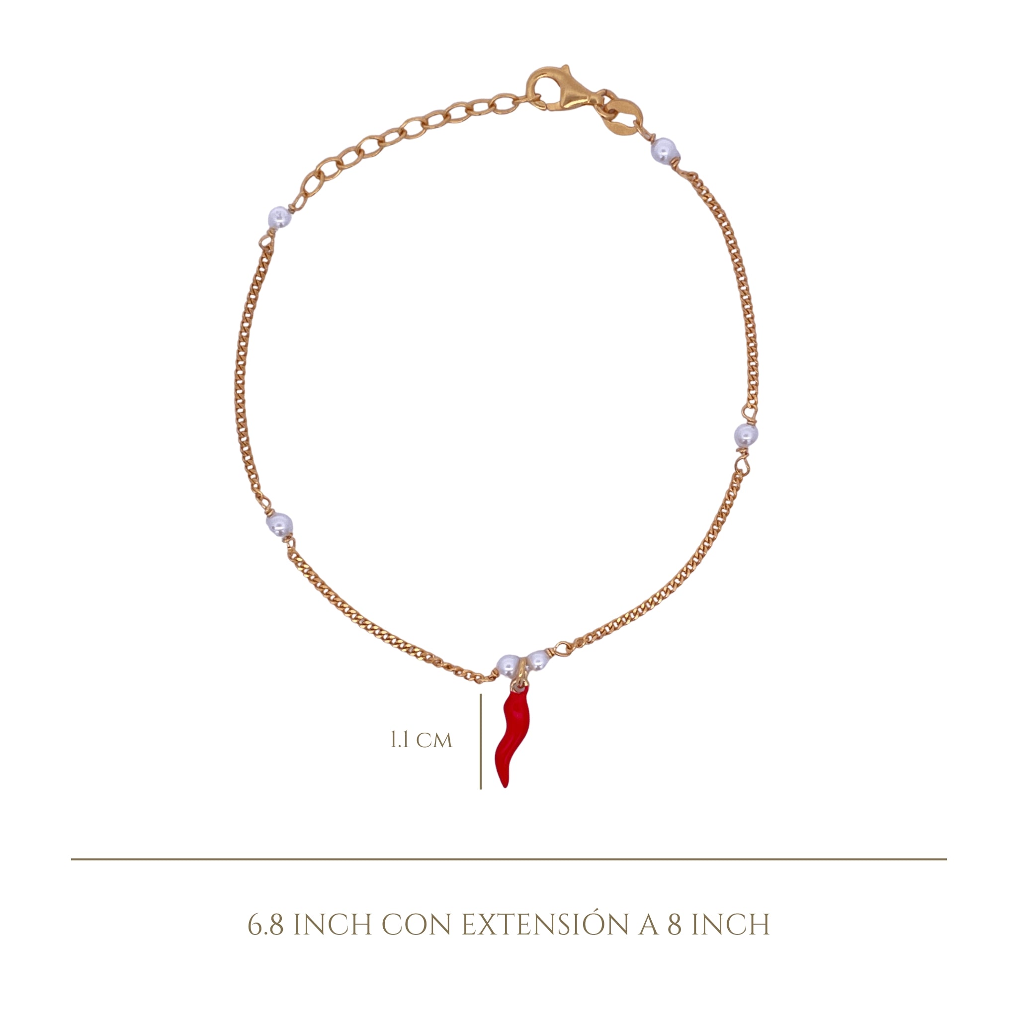 925YG CHILI AND PEARL BRACELET - C'SANTOS