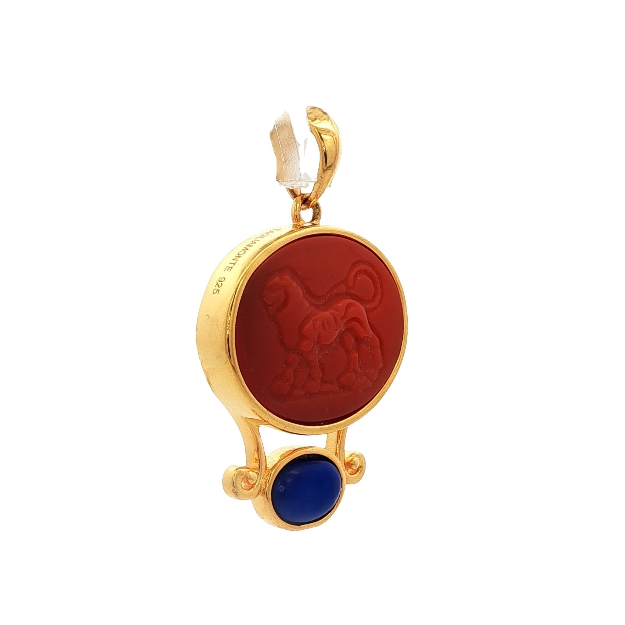 925YG CHIMERA ORANGE AND LAPIS LAZULI PENDANT - C'SANTOS