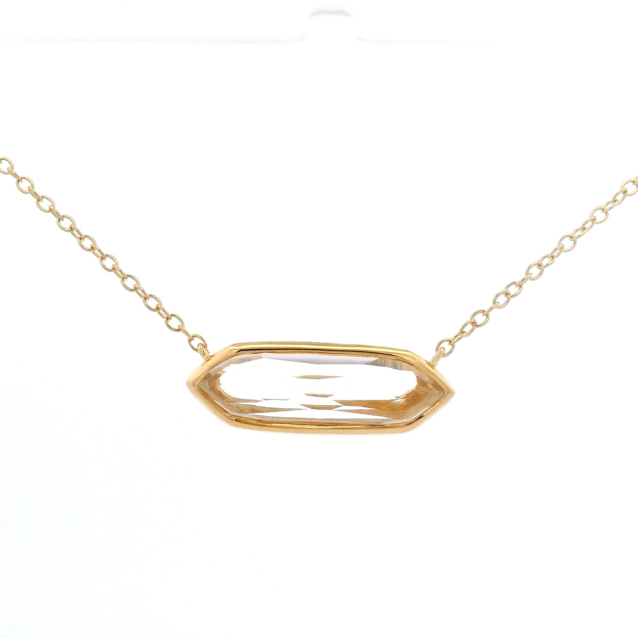 925YG CHUNKY HEXAGONAL ROCK CRYSTAL NECKLACE - C'SANTOS