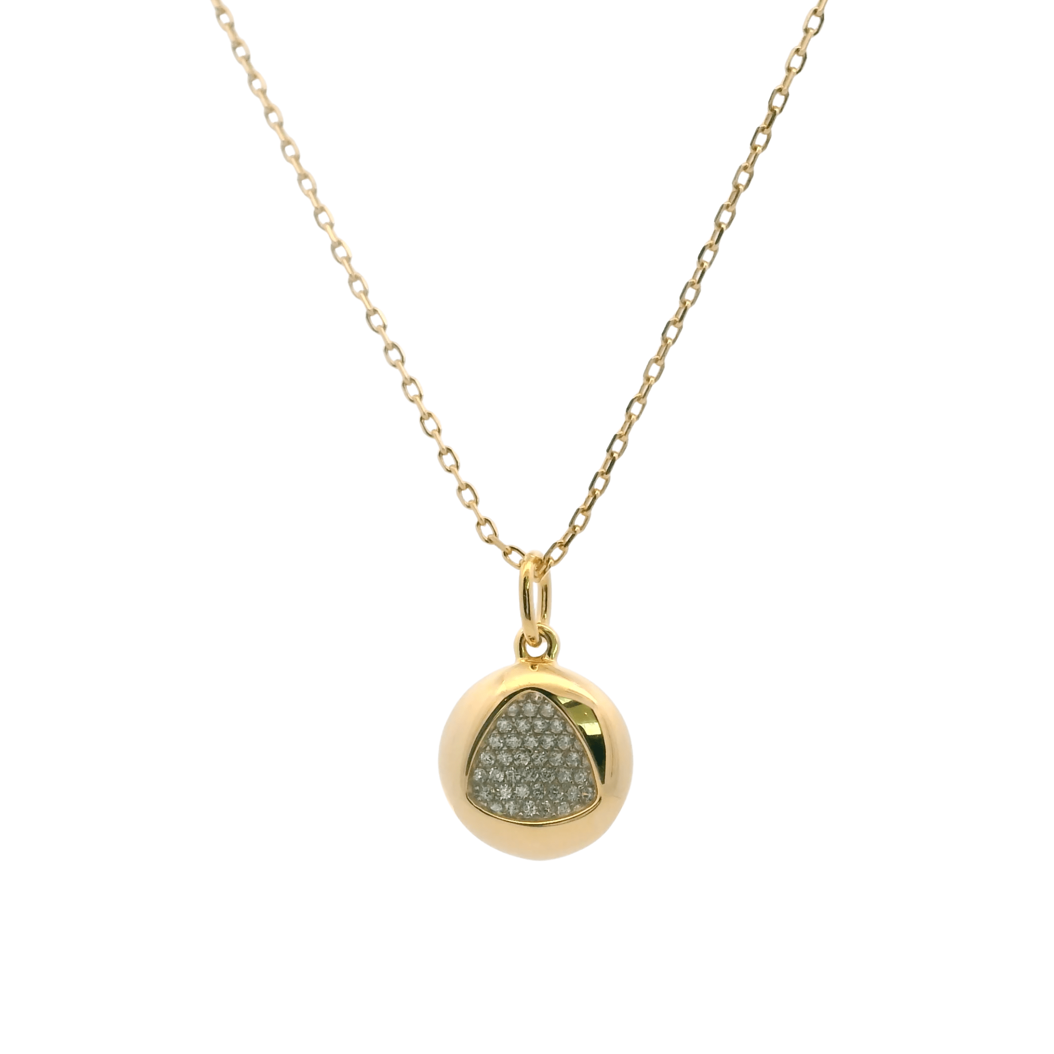 925YG CIRCLE DOME WITH TRANGLE NECKLACE - C'SANTOS