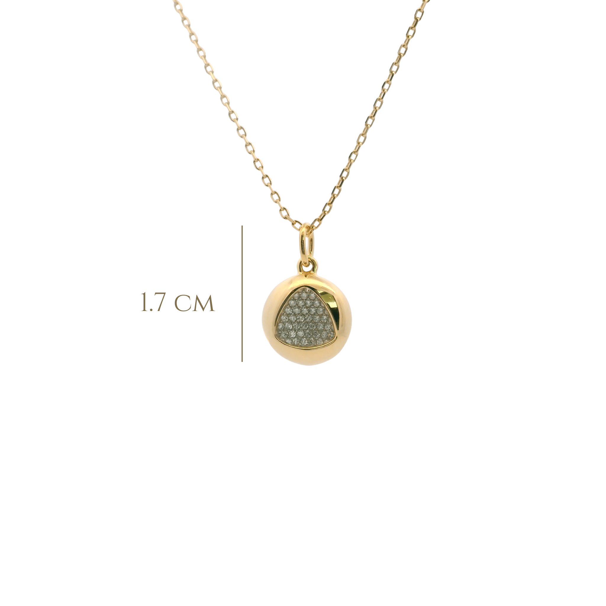 925YG CIRCLE DOME WITH TRANGLE NECKLACE - C'SANTOS