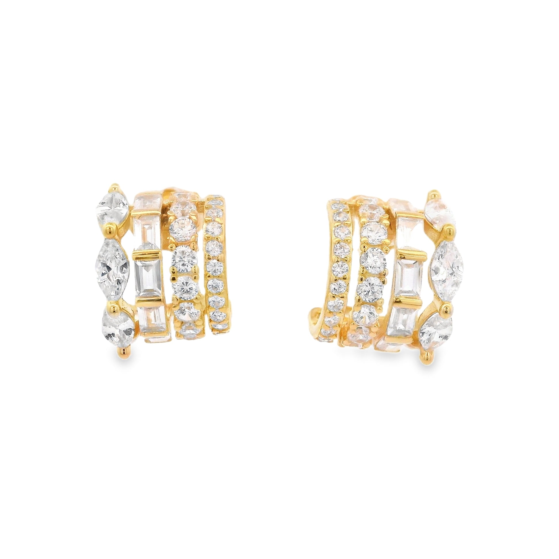 925YG CIRCLE WITH MIX SHAPE EARRINGS - C'SANTOS