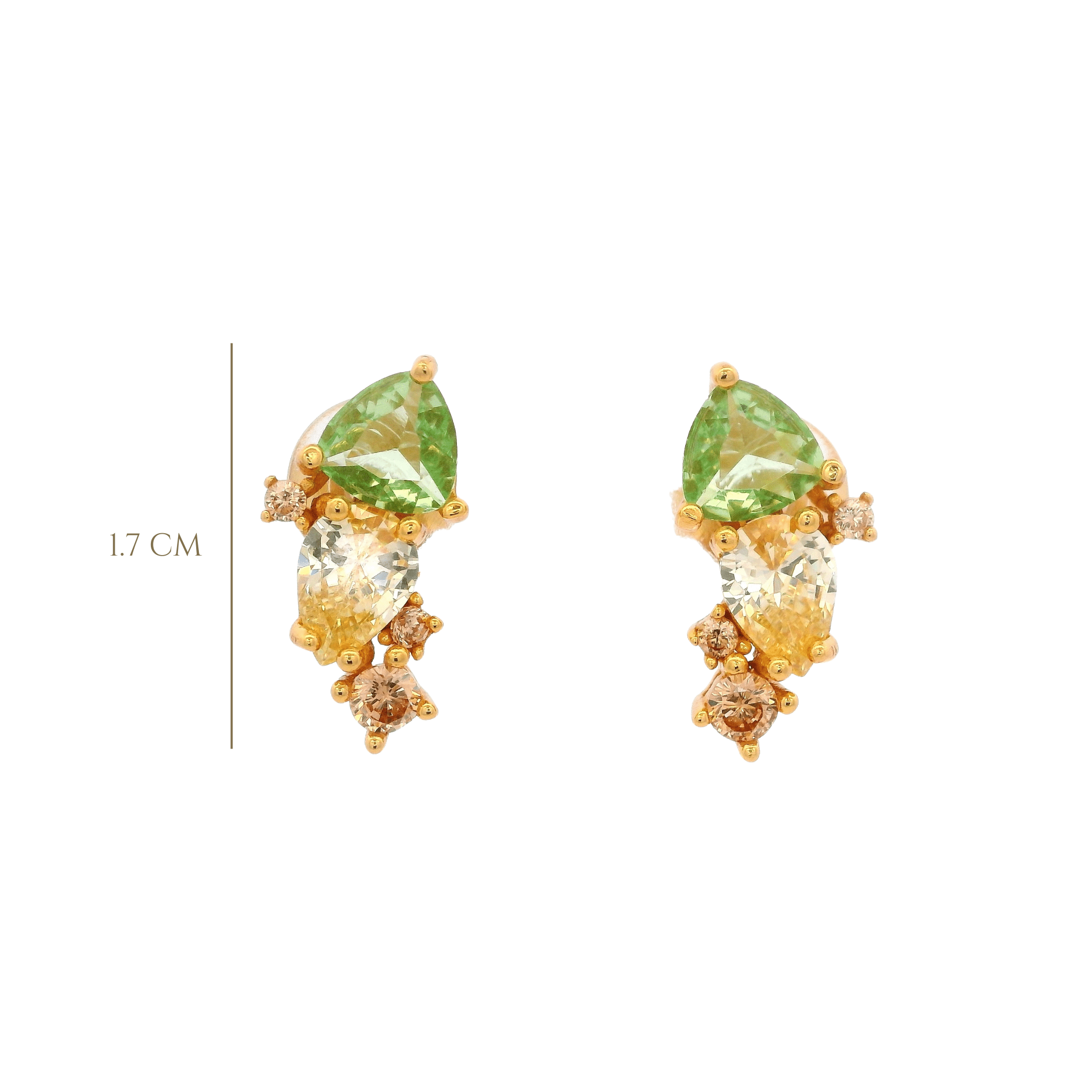 925YG CLUSTER EARRINGS CZ GREEN - C'SANTOS