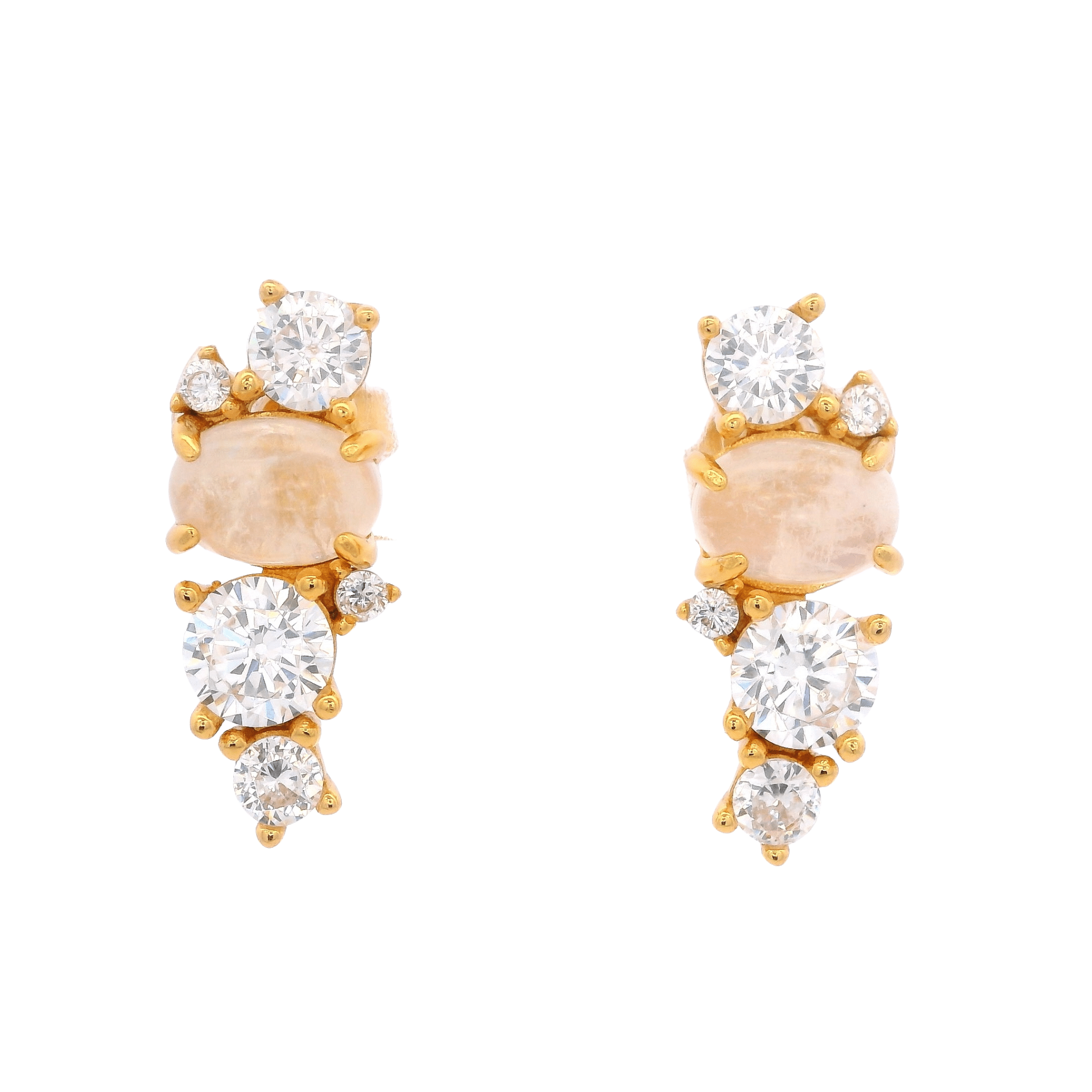 925YG CLUSTER EARRINGS QUARTZ & CZ - C'SANTOS
