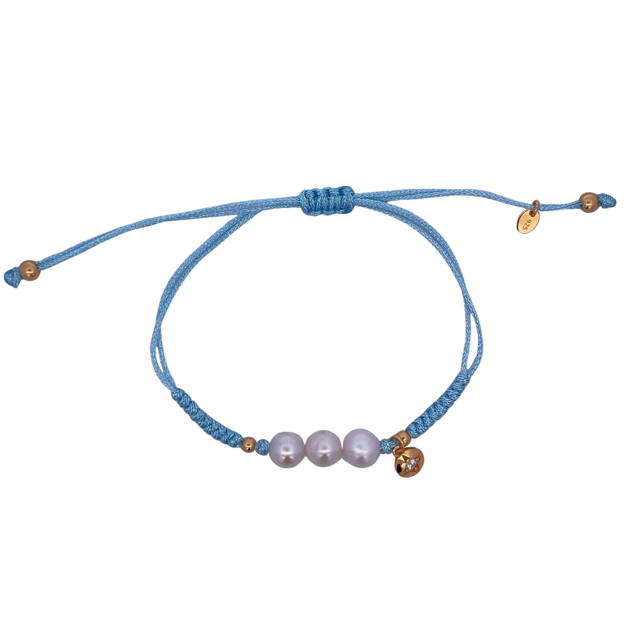 925YG CORD AND TRIPLE PEARL BRACELET PEARL - C'SANTOS