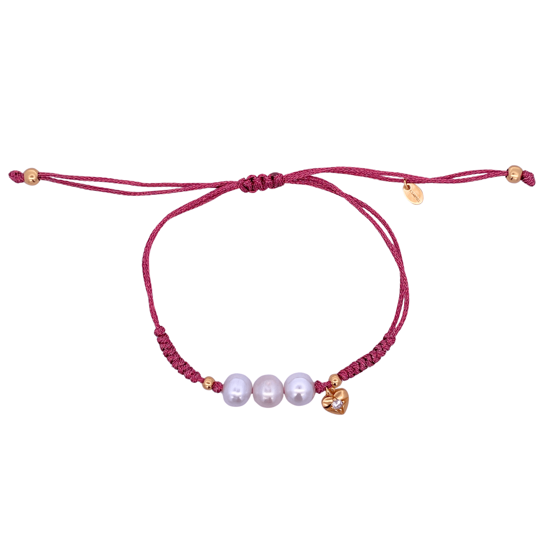 925YG CORD AND TRIPLE PEARL BRACELET PEARL - C'SANTOS