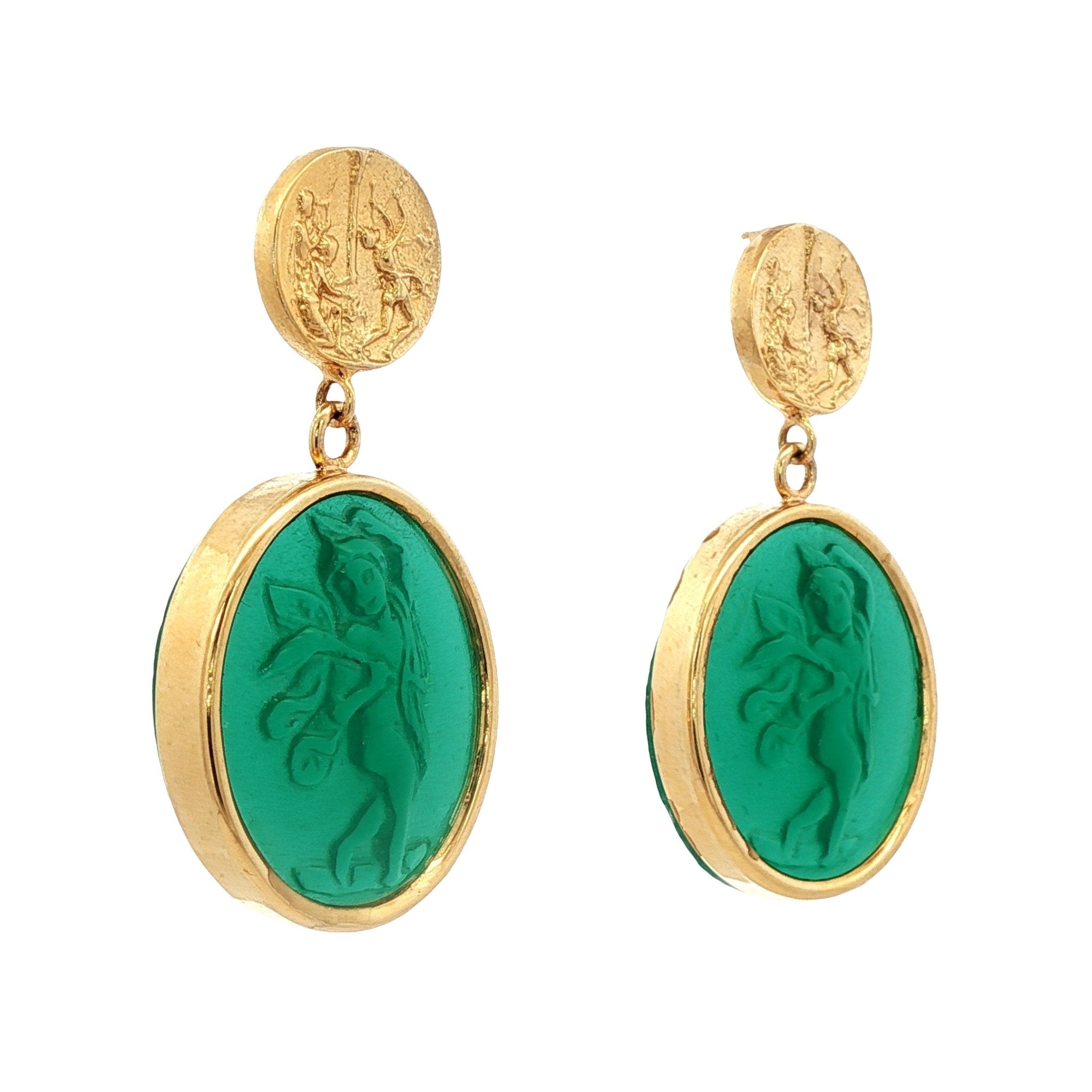 925YG CUOID GREEN EARRINGS - C'SANTOS