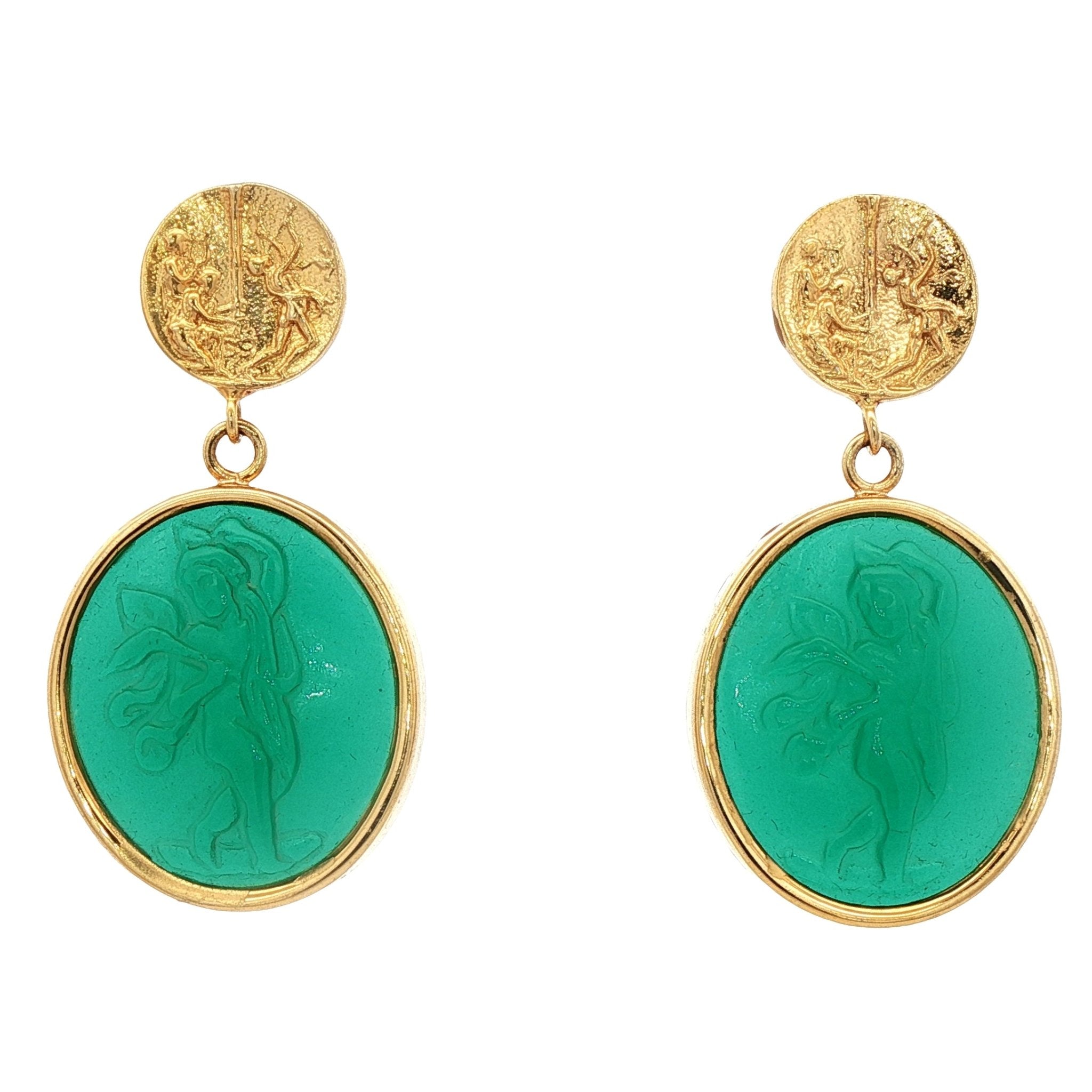 925YG CUOID GREEN EARRINGS - C'SANTOS
