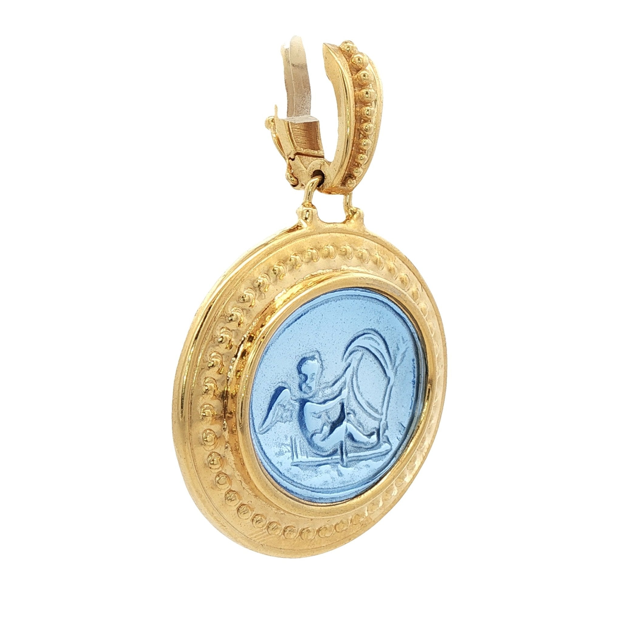 925YG CUPID ON SALE BOAT BLUE PENDANT - C'SANTOS