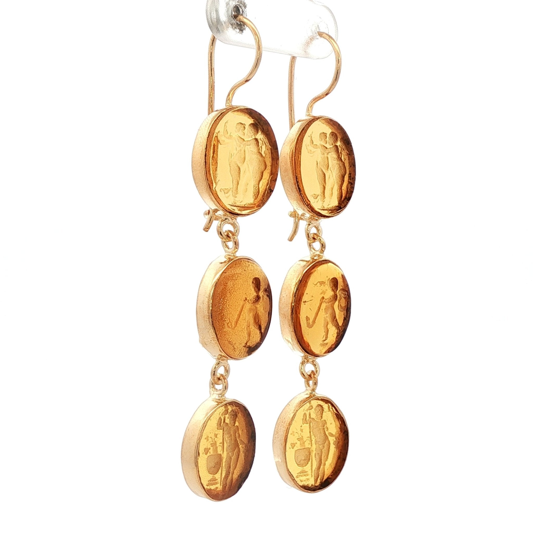 925YG DANCING ANGELES AMBAR TRIPLE EARRINGS - C'SANTOS