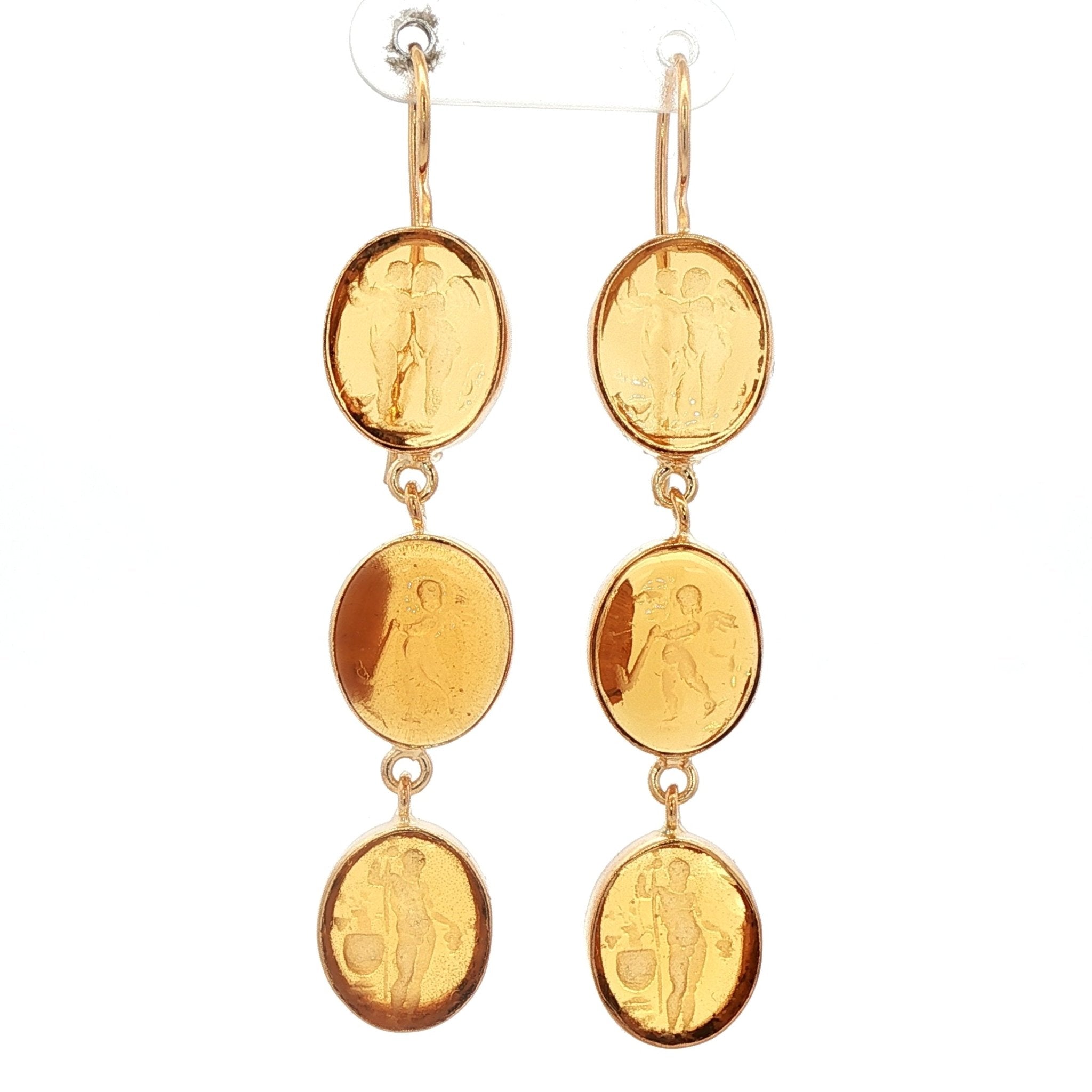 925YG DANCING ANGELES AMBAR TRIPLE EARRINGS - C'SANTOS