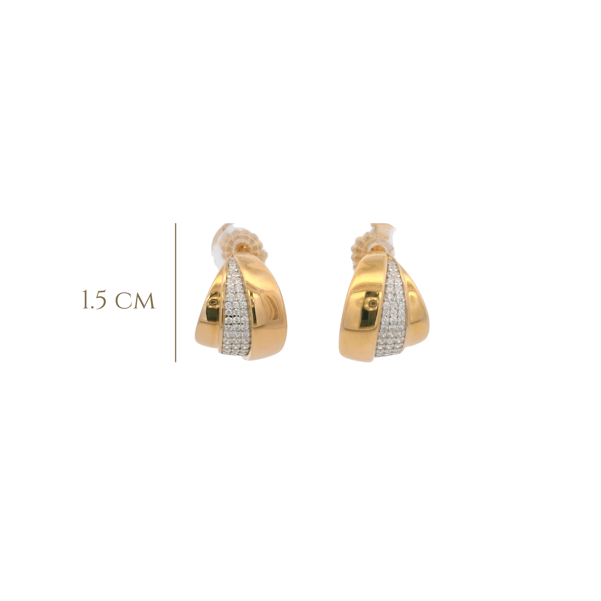 925YG DOME CENTER CZ EARRINGS - C'SANTOS