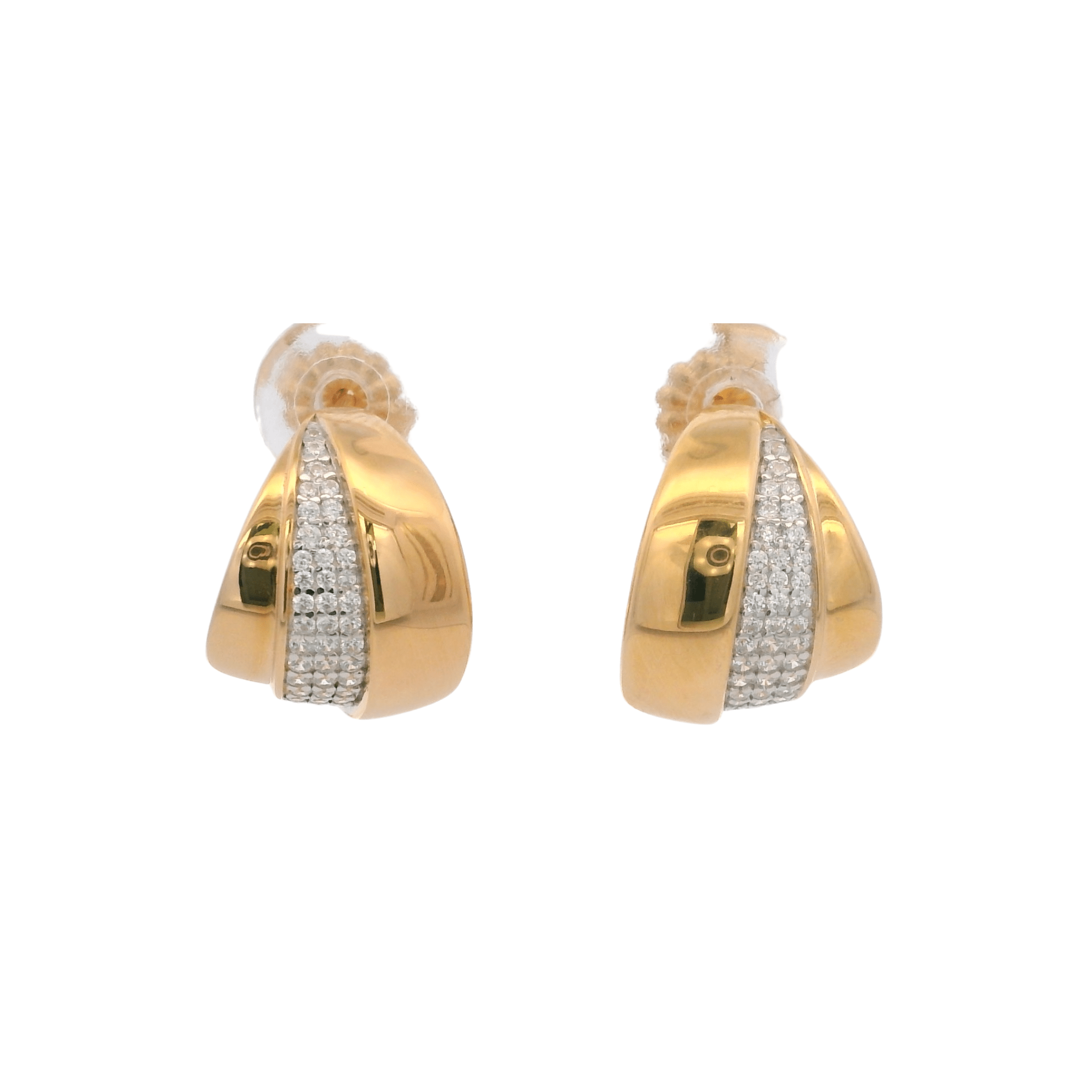 925YG DOME CENTER CZ EARRINGS - C'SANTOS
