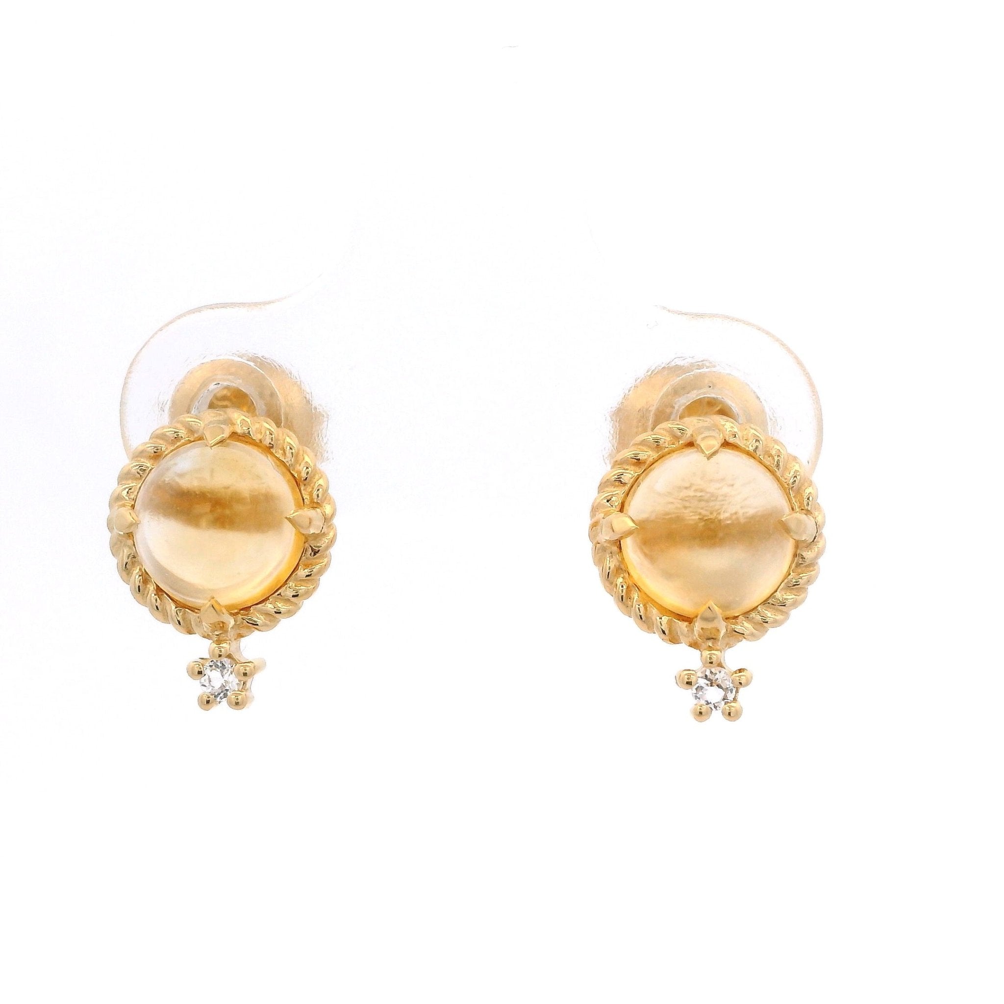 925YG DOME CITRINE AND TOPAZ WHITE EARRINGS - C'SANTOS