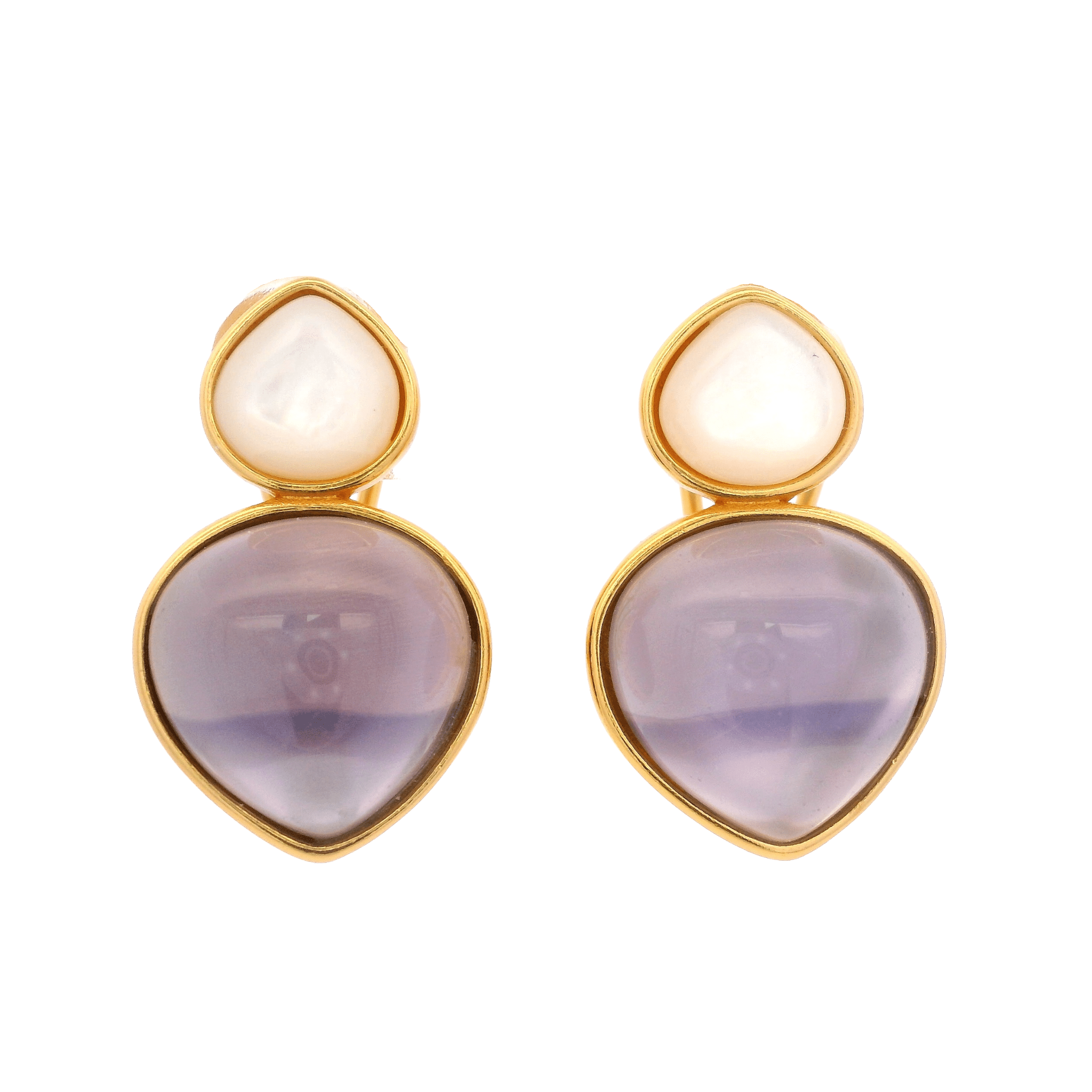 925YG DOUBLE BRIOLETTE EARRINGS PURPLE MOP - C'SANTOS