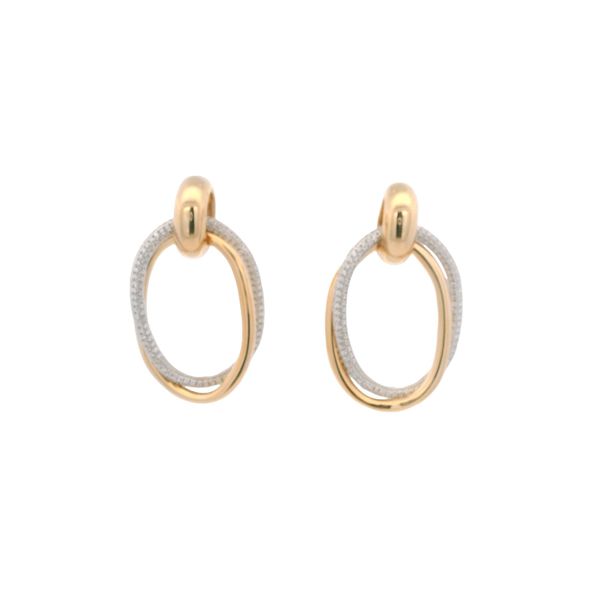925YG DOUBLE INTERLOCKED CIRCLE EARRINGS - C'SANTOS