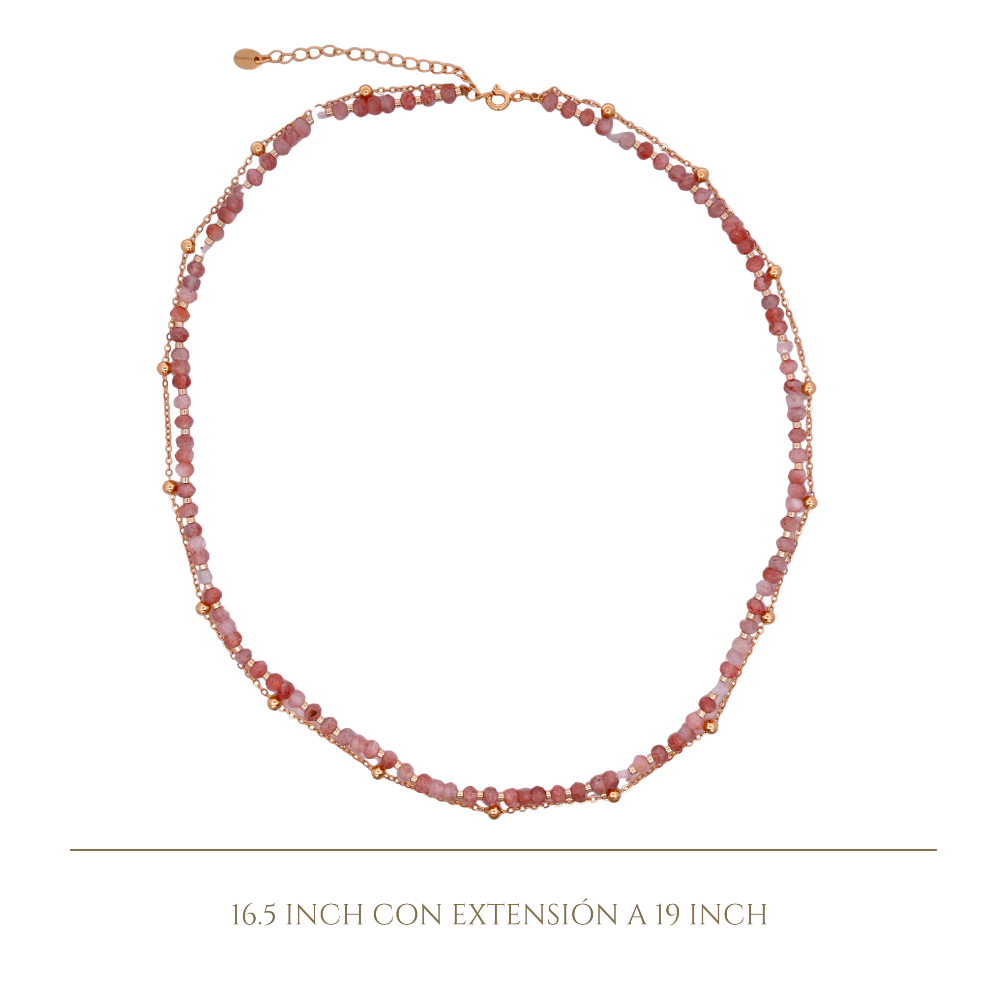 925YG DOUBLE LINE AND BEANDS NECKLACE SUSTONE - C'SANTOS