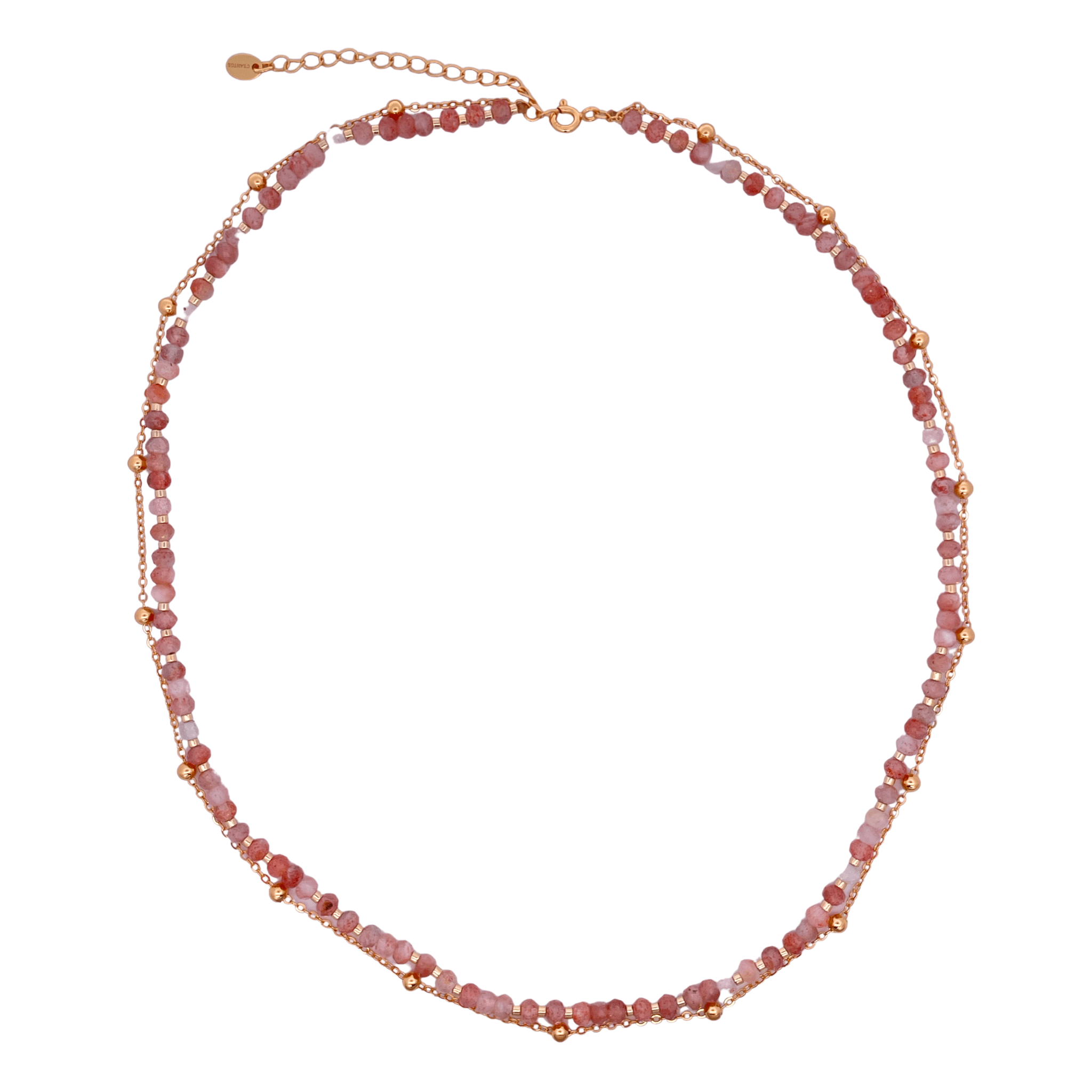 925YG DOUBLE LINE AND BEANDS NECKLACE SUSTONE - C'SANTOS