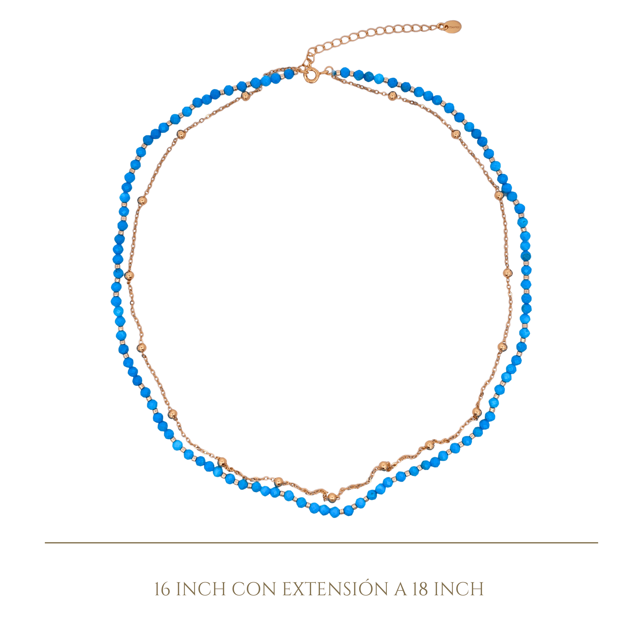 925YG DOUBLE LINE AND BEANDS NECKLACE TQ - C'SANTOS