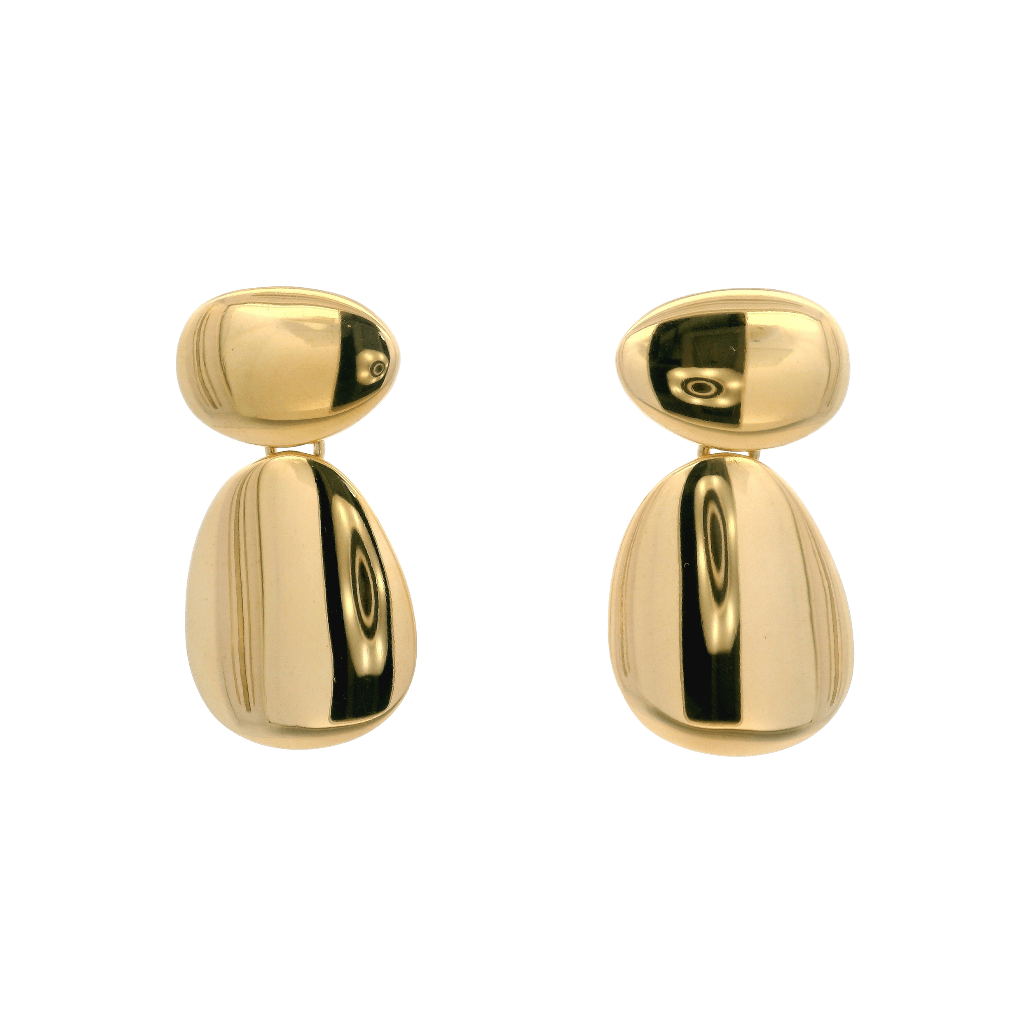 925YG DOUBLE OVAL IRREGULAR EARRINGS - C'SANTOS