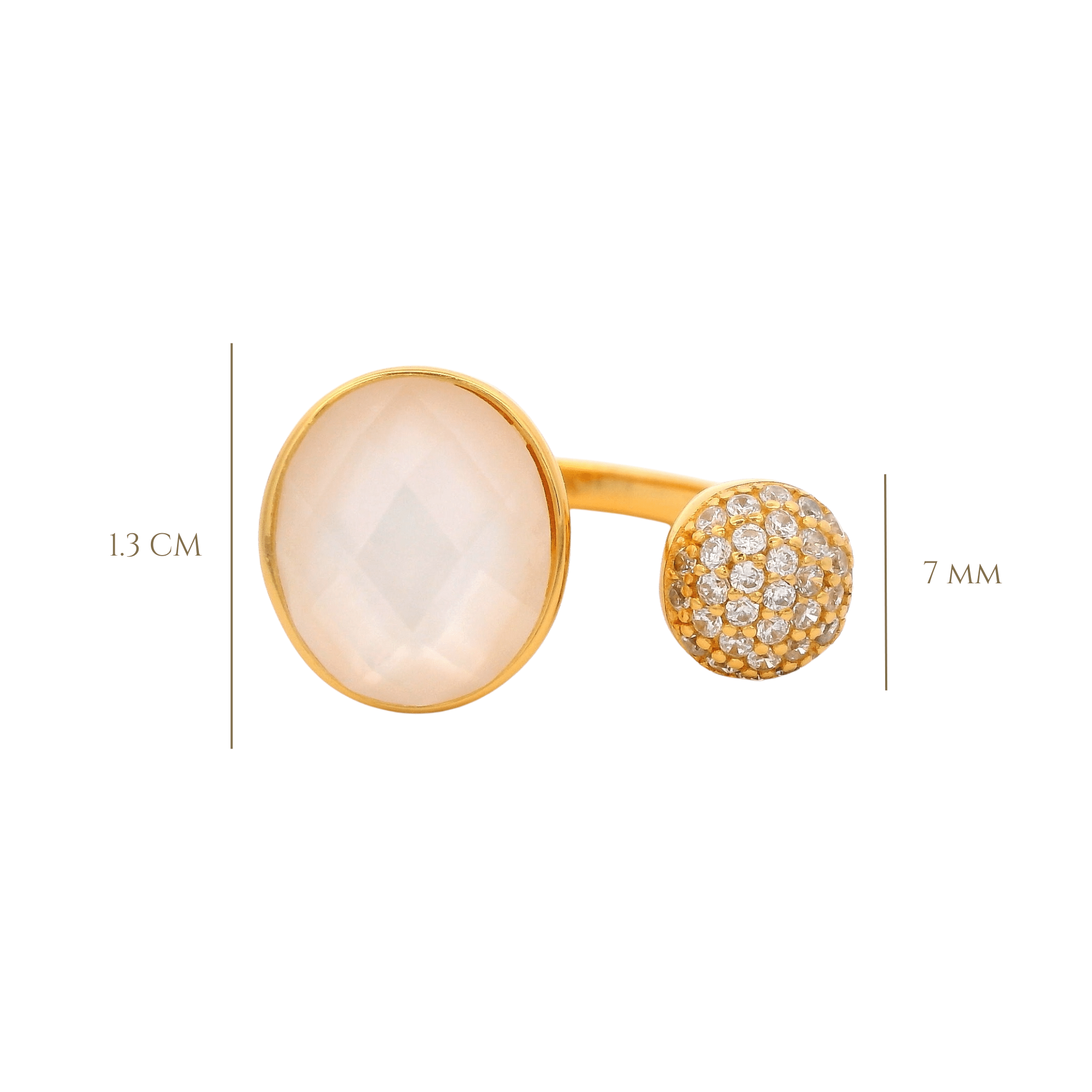 925YG DOUBLE ROUND RING MOP & CZ T8 - C'SANTOS