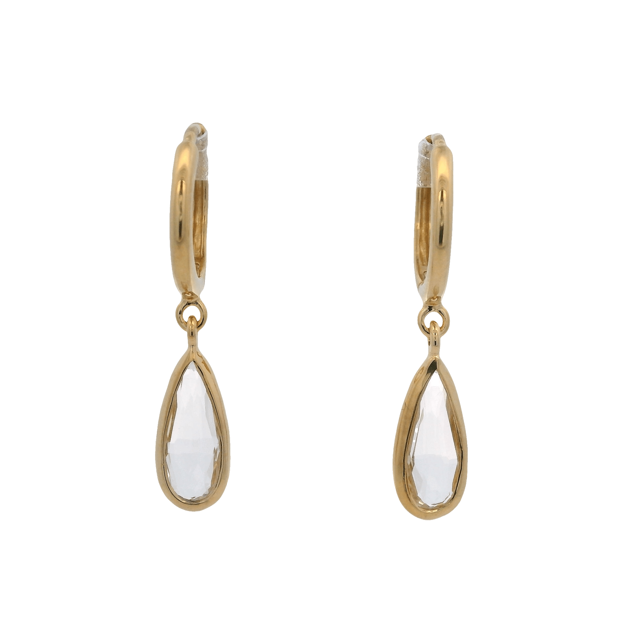 925YG DROP BEZEL ROCK CRYSTAL HUGGIES - C'SANTOS