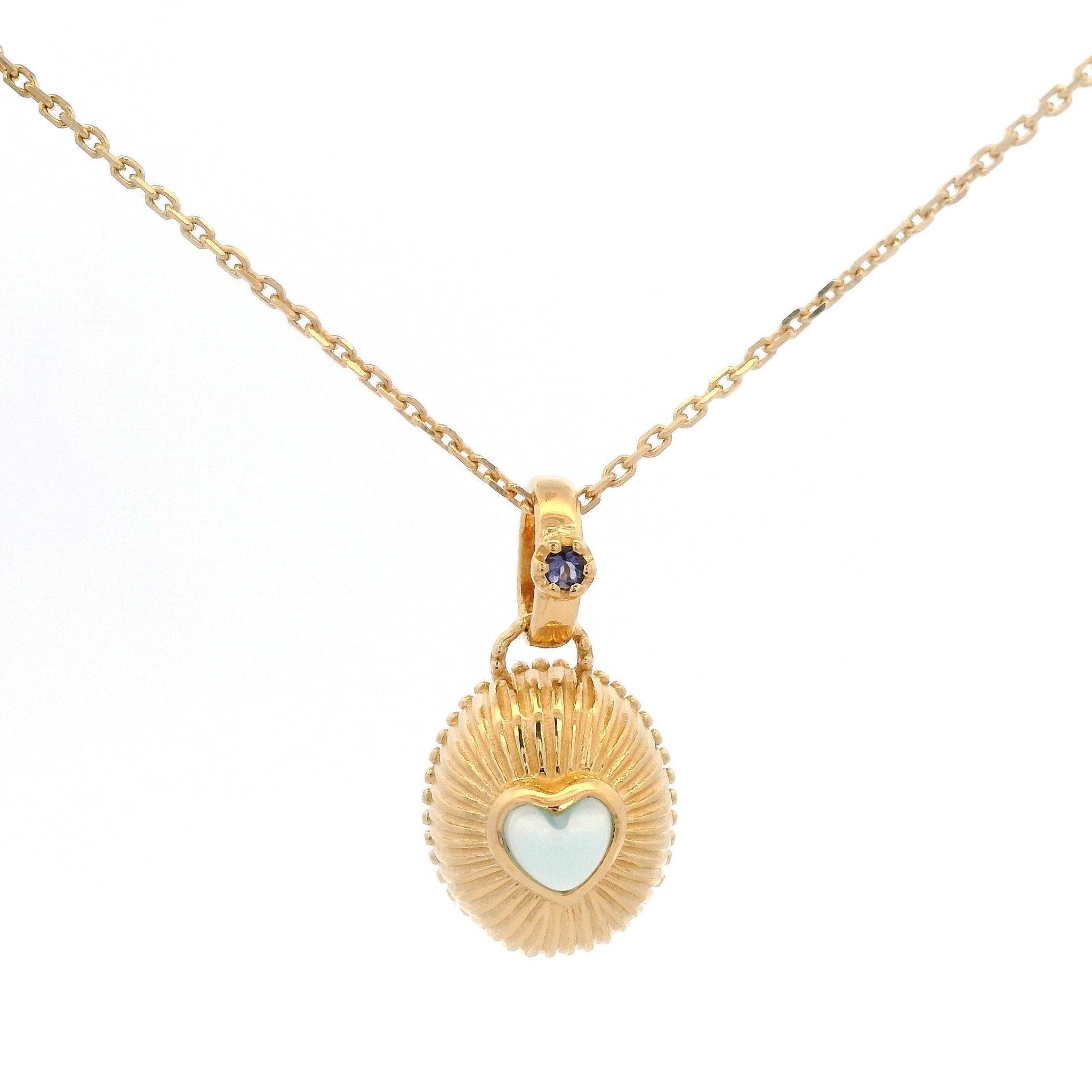925YG DROP DOME AND HEART CHALCEDONY NECKLACE - C'SANTOS