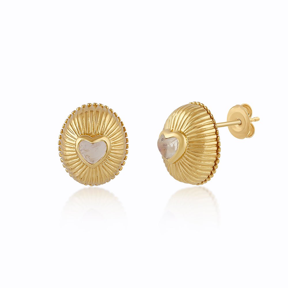 925YG DROP DOME AND HEART MOOSTONE EARRINGS - C'SANTOS