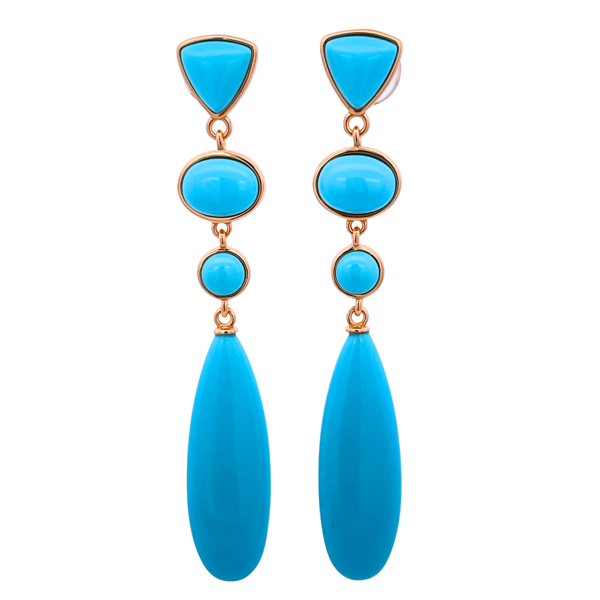 925YG DROP FOUR SHAPE EARRINGS TURQUOISE - C'SANTOS