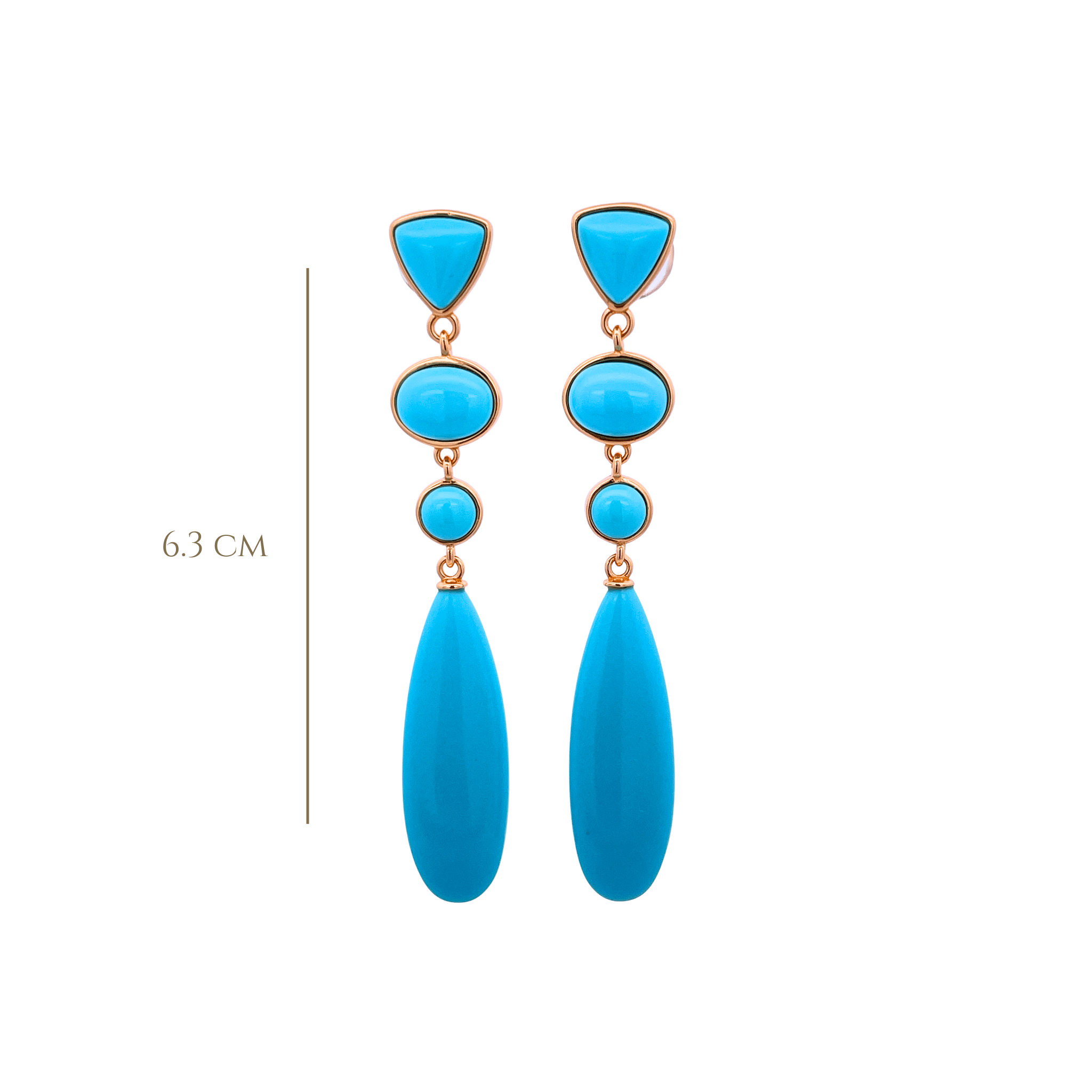 925YG DROP FOUR SHAPE EARRINGS TURQUOISE - C'SANTOS