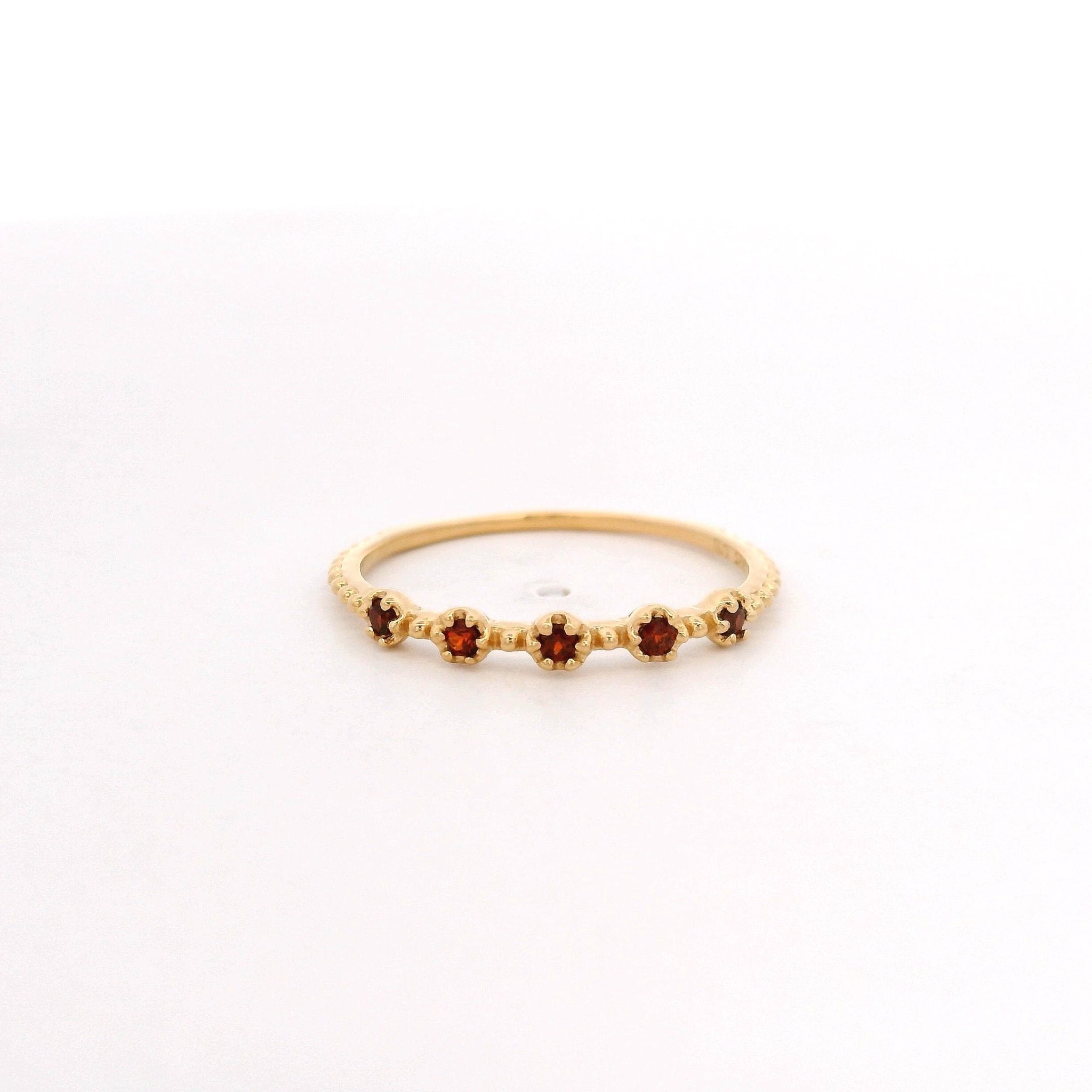 925YG FIVE STONE GARNET RING T6.5 - C'SANTOS