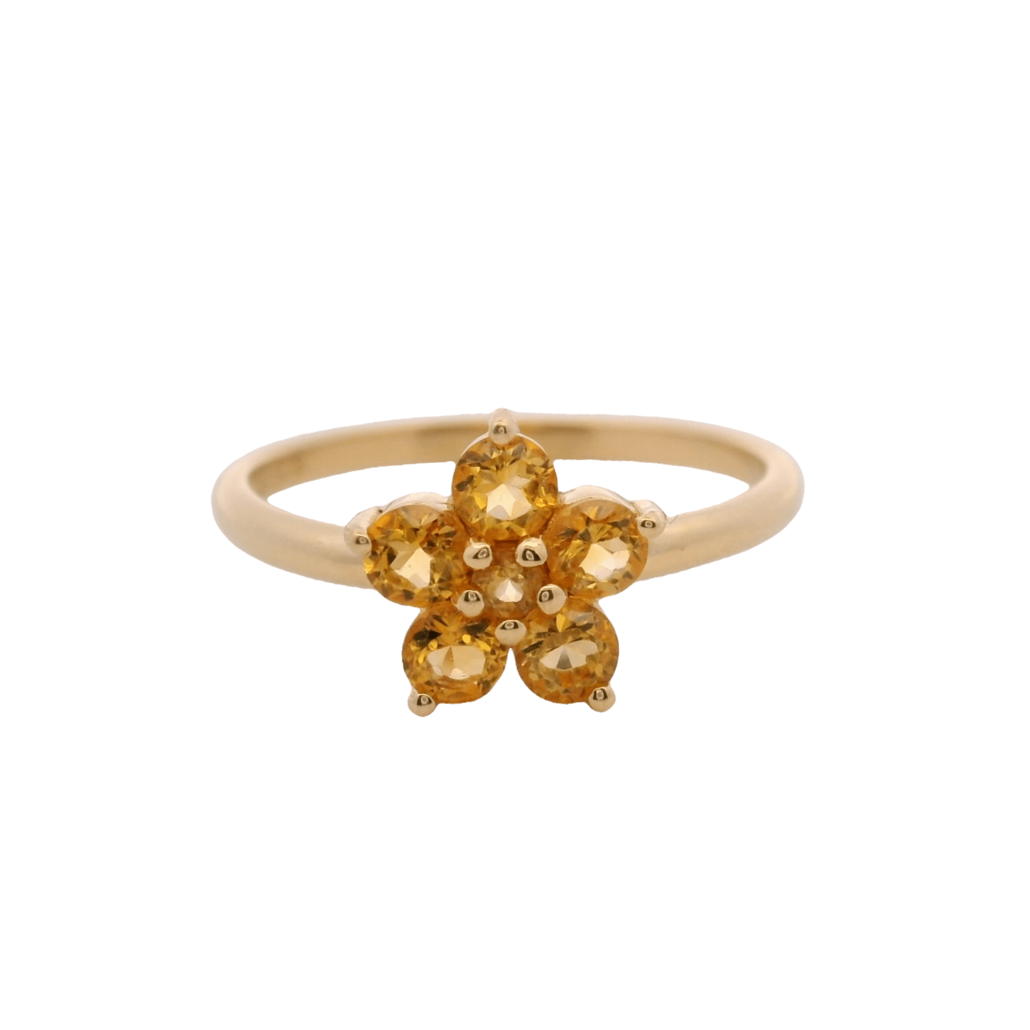 925YG FLOWER 9MM CITRINE DARK CENTER CITRINE RING T6.5 - C'SANTOS